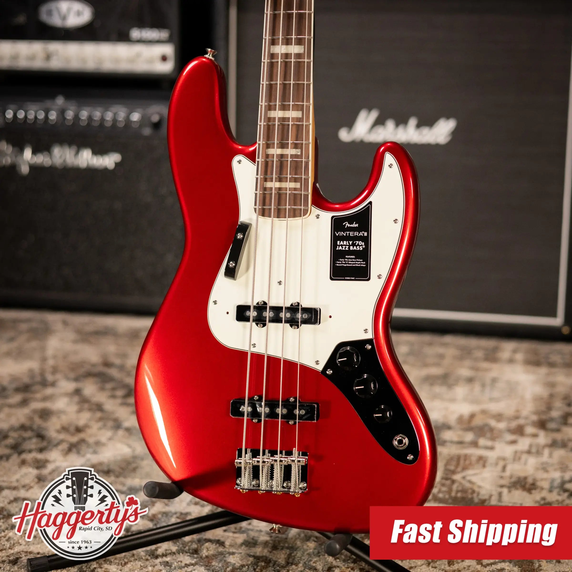Fender Vintera III Early '70s Jazz Bass - Candy Apple Red with Gig Bag