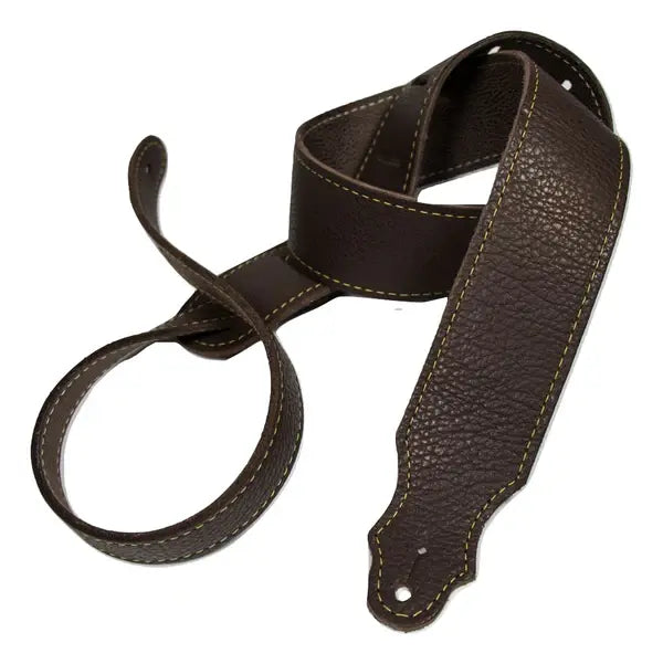 Franklin Straps 2" Purist Glove Leather Series Guitar Strap - Chocolate Leather  Gold Stitch with Leatherette Backing