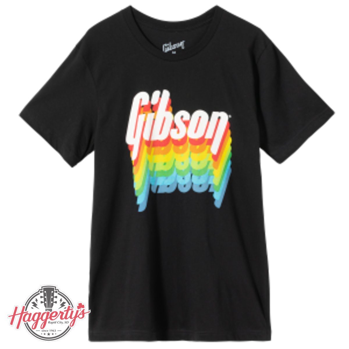 Gibson Rainbow Tee (Black), Extra Large