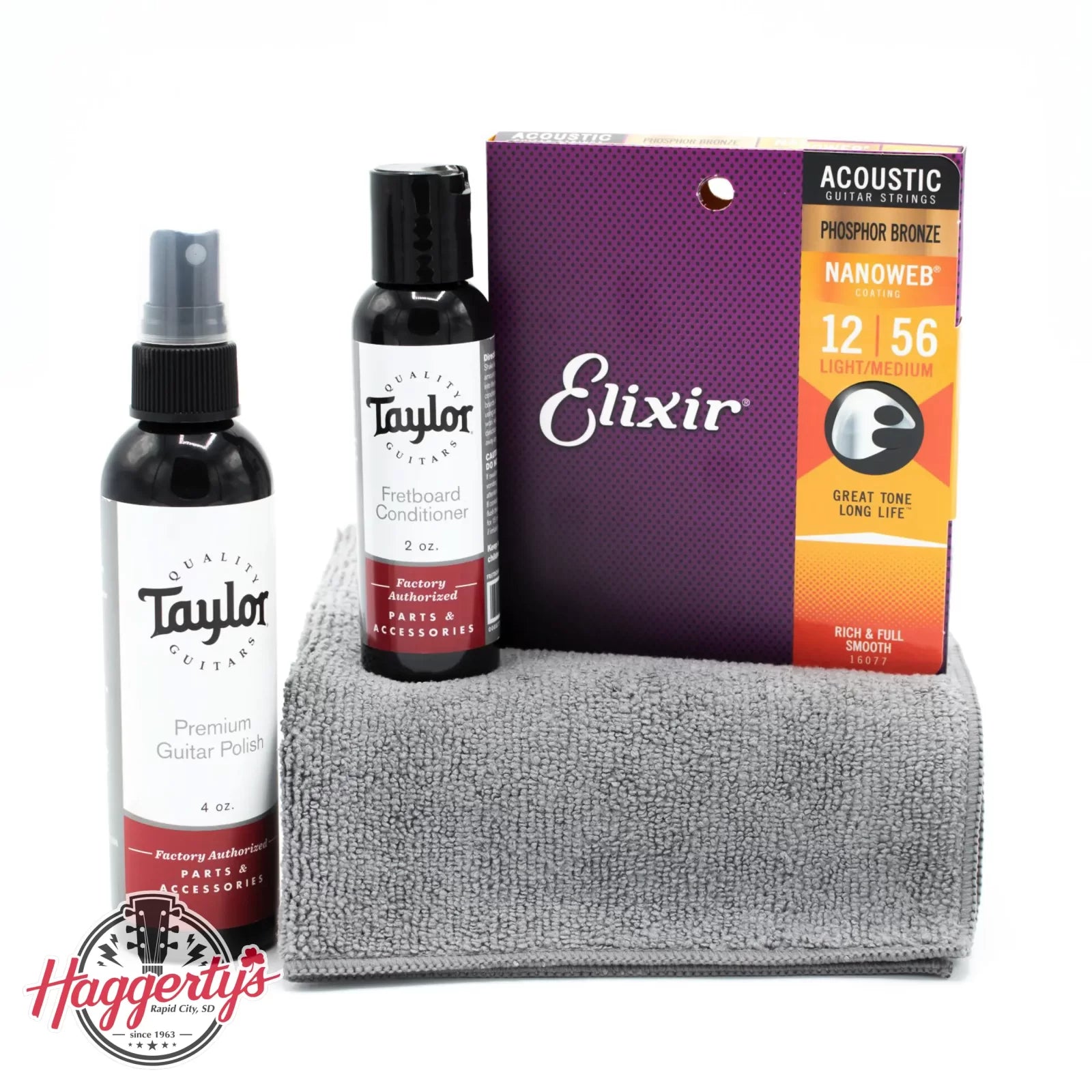 Taylor Gloss Guitar Cleaner Bundle w/ Elixir 12-56 Light/Medium