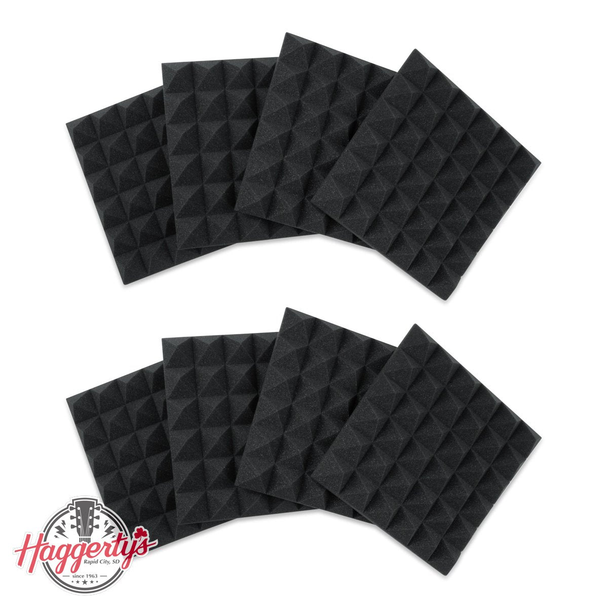 Gator 8 Pack of Charcoal 12x12" Acoustic Pyramid Panel