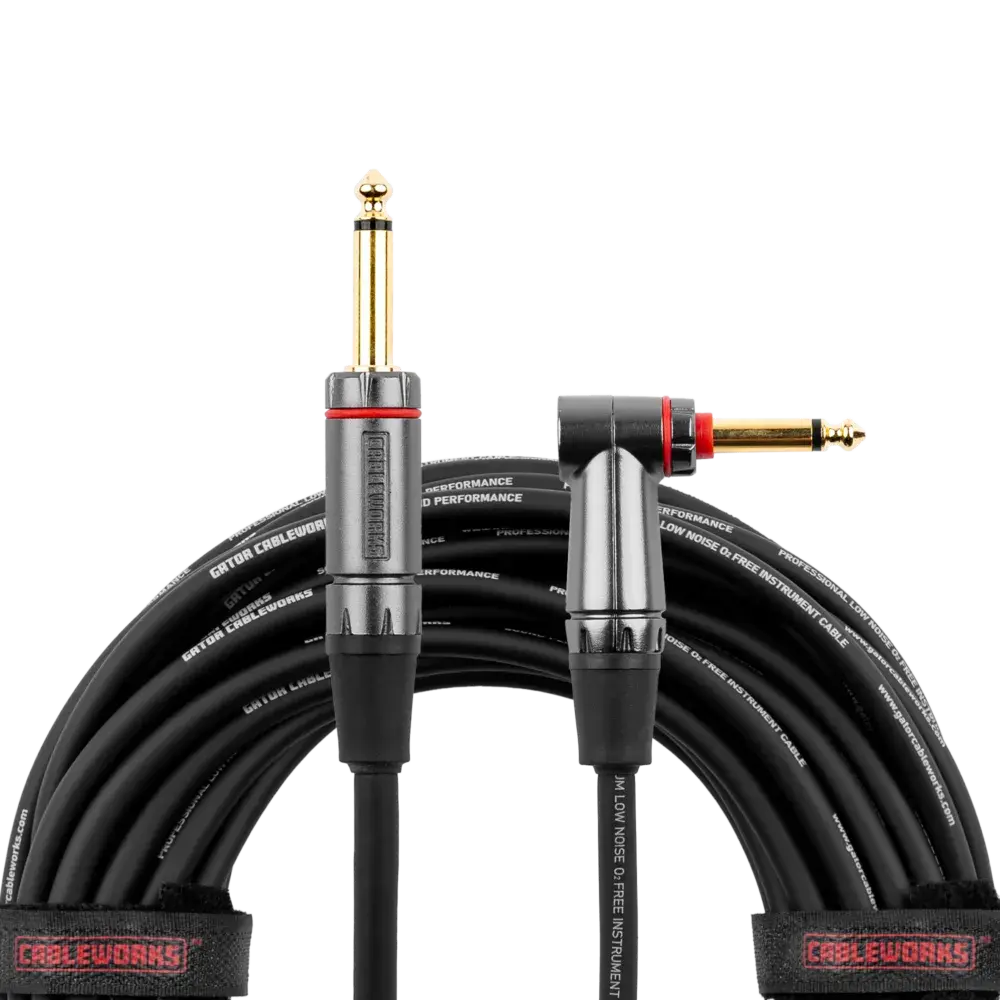 Gator Cableworks Headliner Series Instrument Cable - 10ft - Quiet Connect - Right Angle