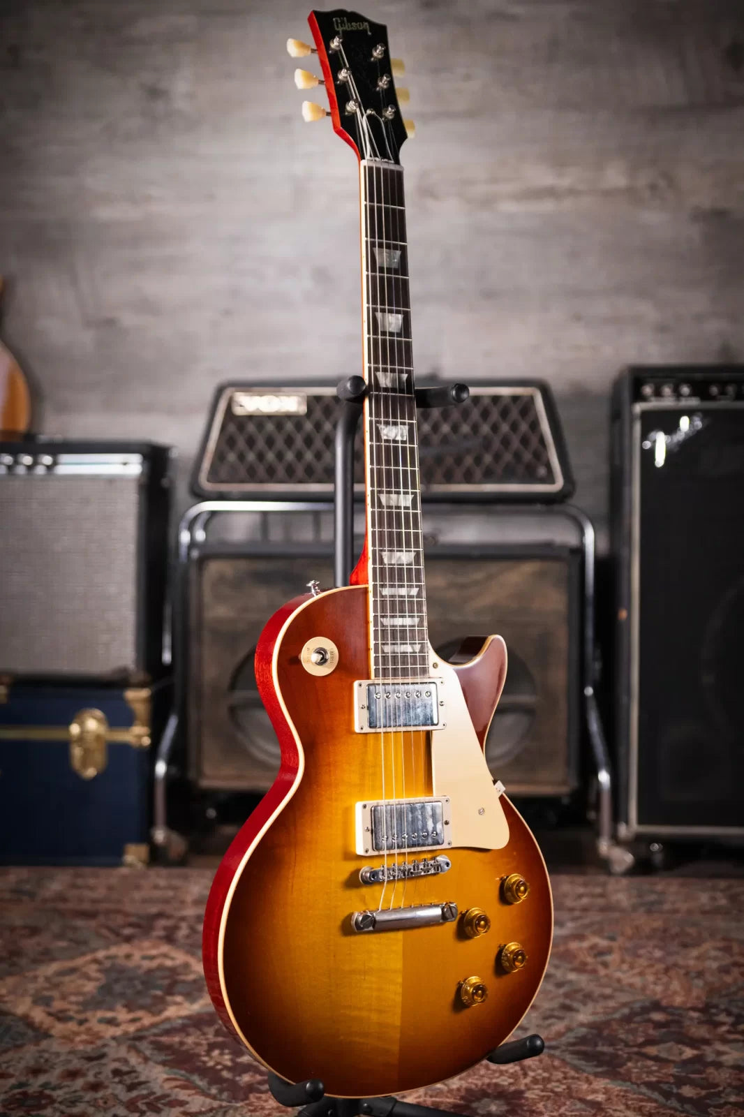 Gibson Custom Shop 1958 Les Paul Standard Reissue - VOS Iced Tea Burst with Brown/Pink Lifton Reissue 5-Latch Case - Floor Model
