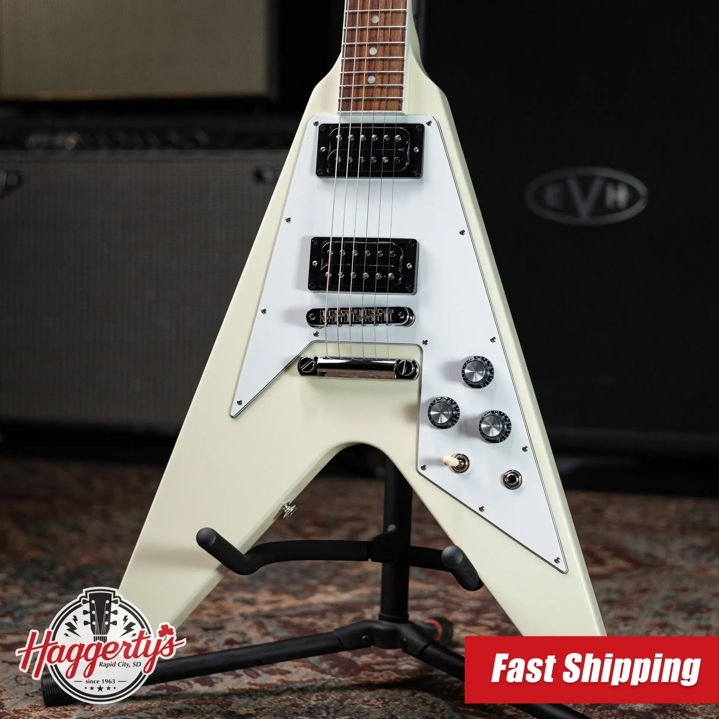 Gibson '70s Flying V Electric Guitar - Classic White with Hardshell Case