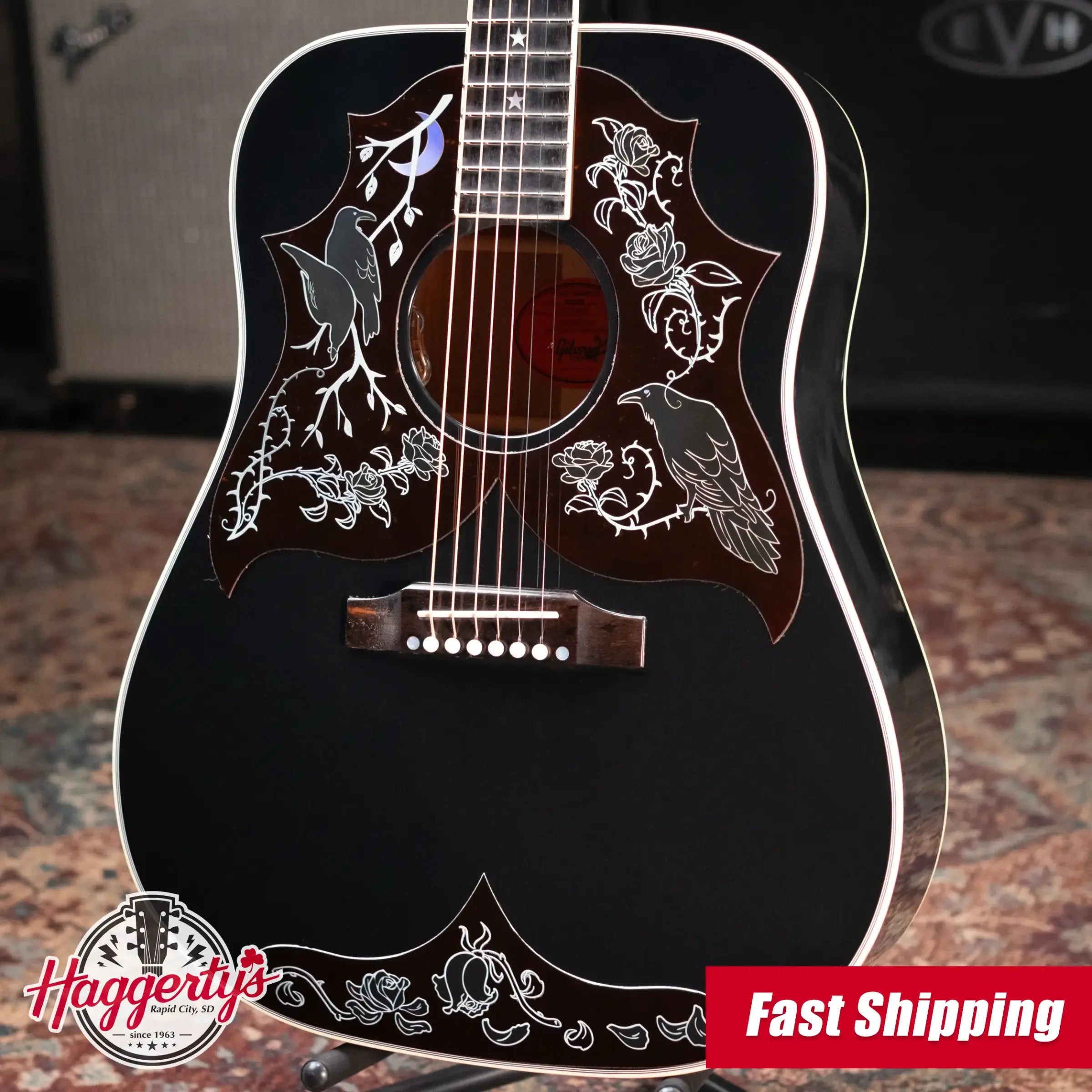 Gibson Custom Kirk Hammett Signature Raven Acoustic/Electric Guitar - Ebony with Hardshell Case
