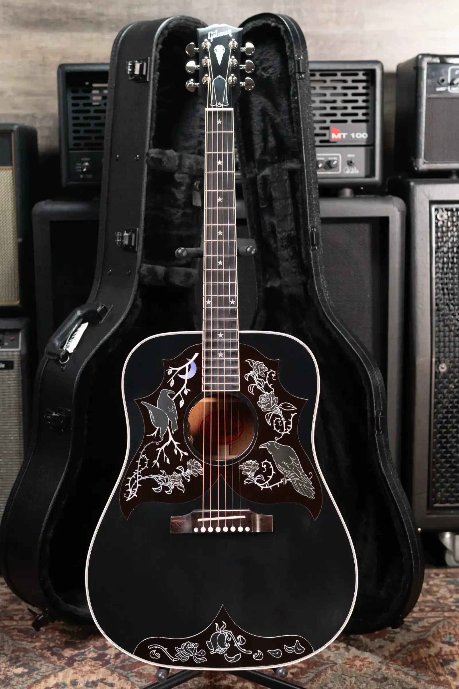 Gibson Custom Kirk Hammett Signature Raven Acoustic/Electric Guitar - Ebony with Hardshell Case