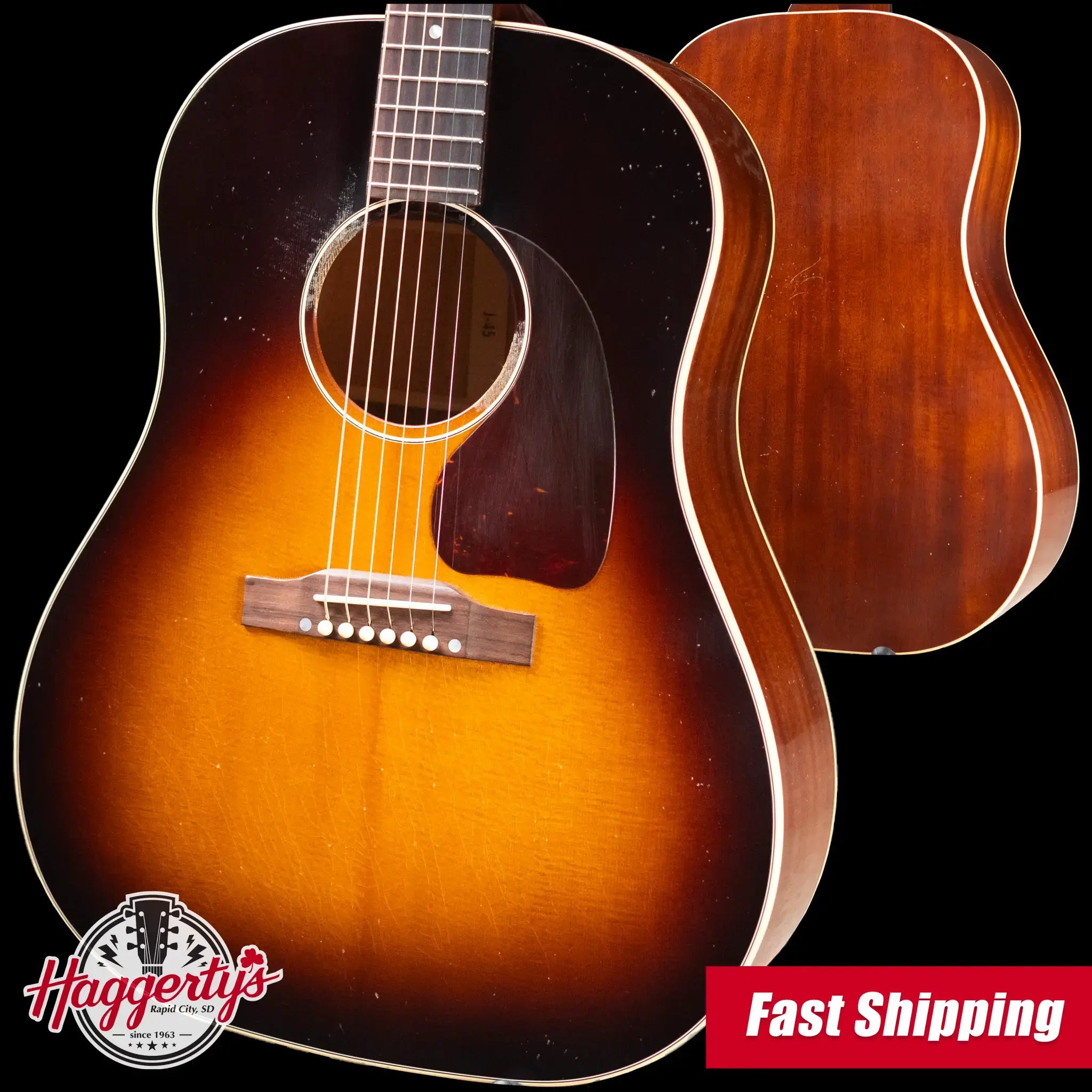 Gibson Custom Shop 1955 J-45 Murphy Lab Light Aged Acoustic Guitar - Vintage Sunburst with Hardshell Case