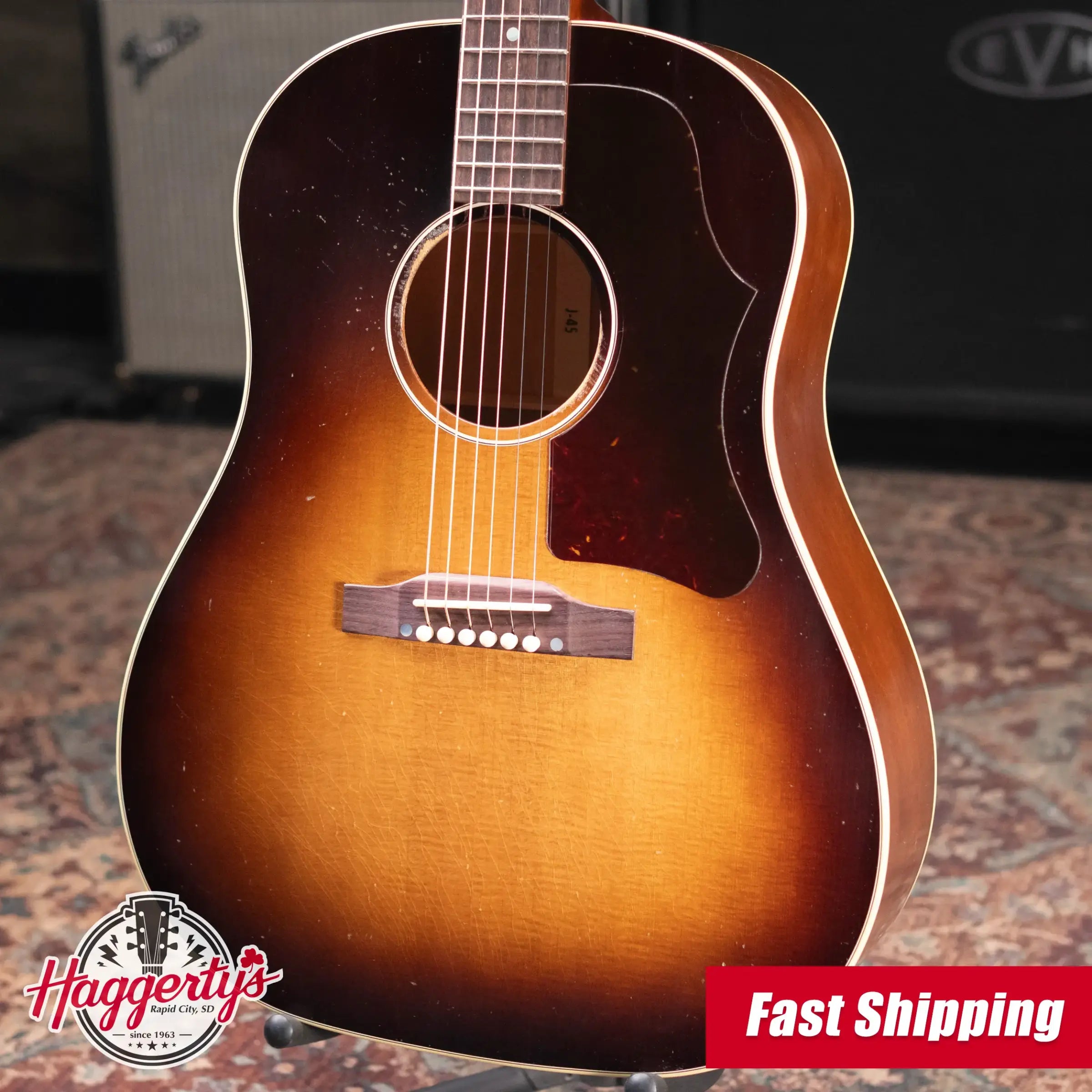 Gibson Custom Shop 1955 J-45 Murphy Lab Light Aged Acoustic Guitar - Vintage Sunburst with Hardshell Case