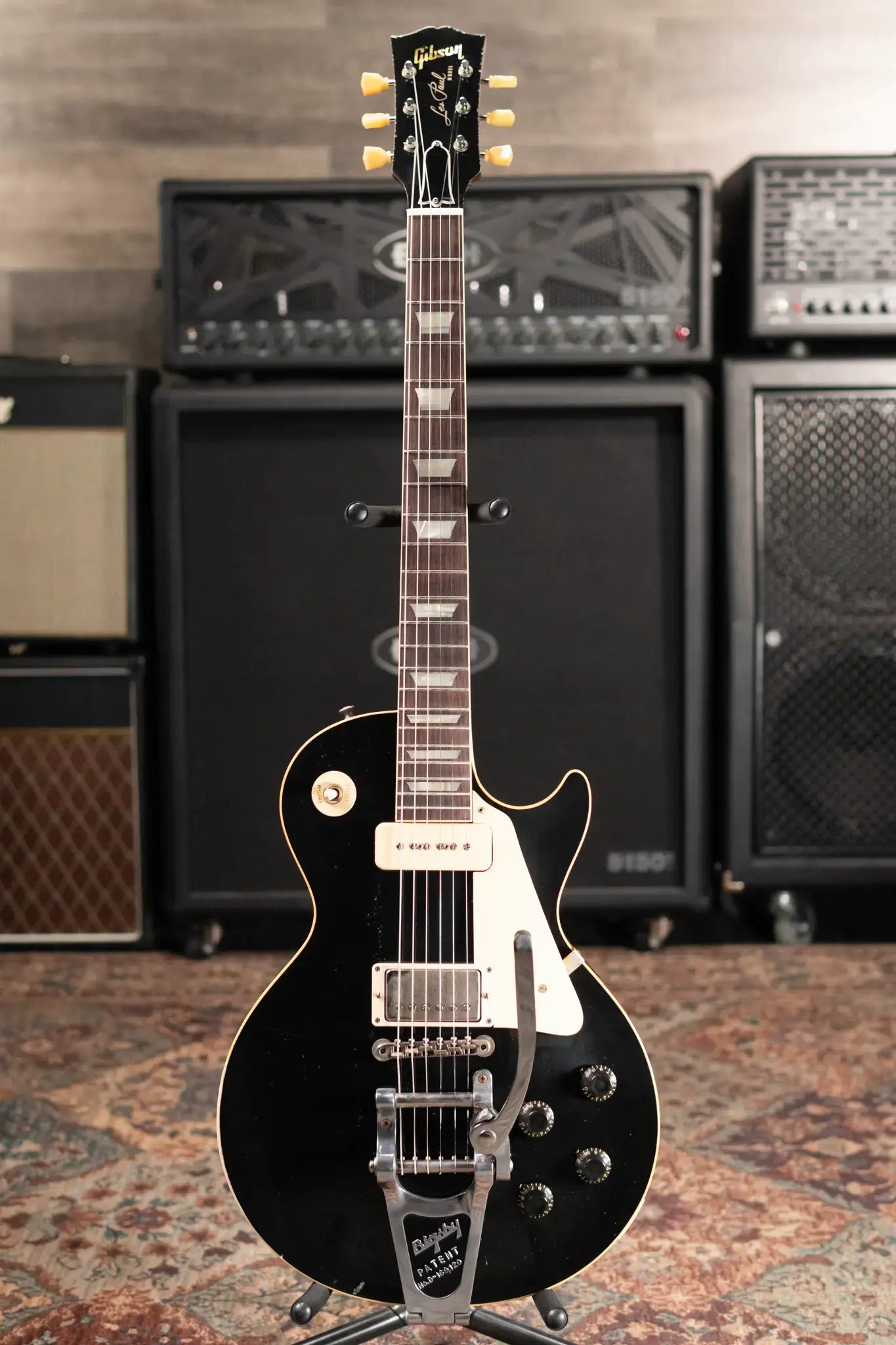 Gibson Custom Shop 1956 Les Paul Standard Bigsby Murphy Lab Light Aged Electric Guitar - Ebony Top with Hardshell Case