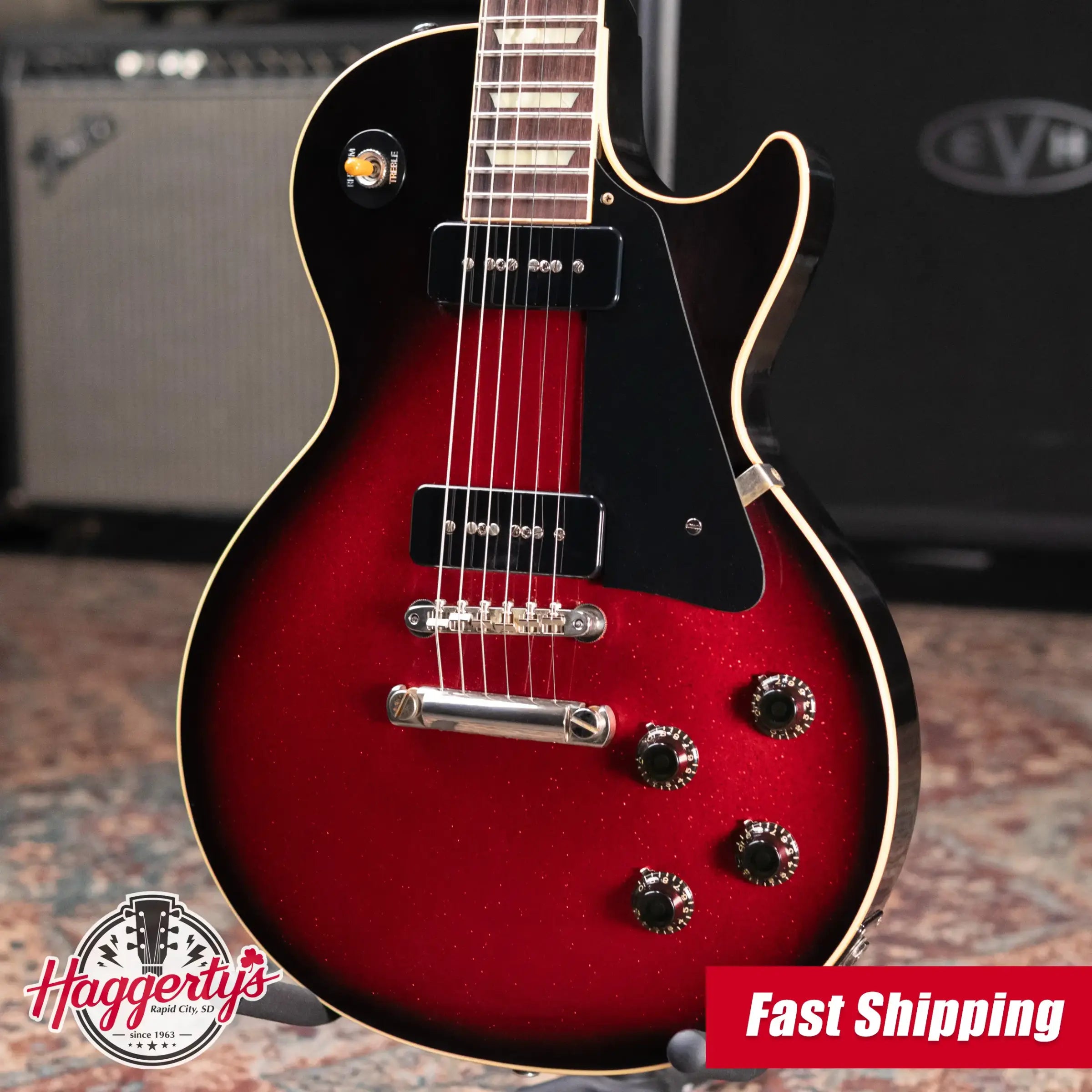Gibson Custom Shop 1956 Les Paul Standard VOS Electric Guitar - Red Sparkle with Hardshell Case