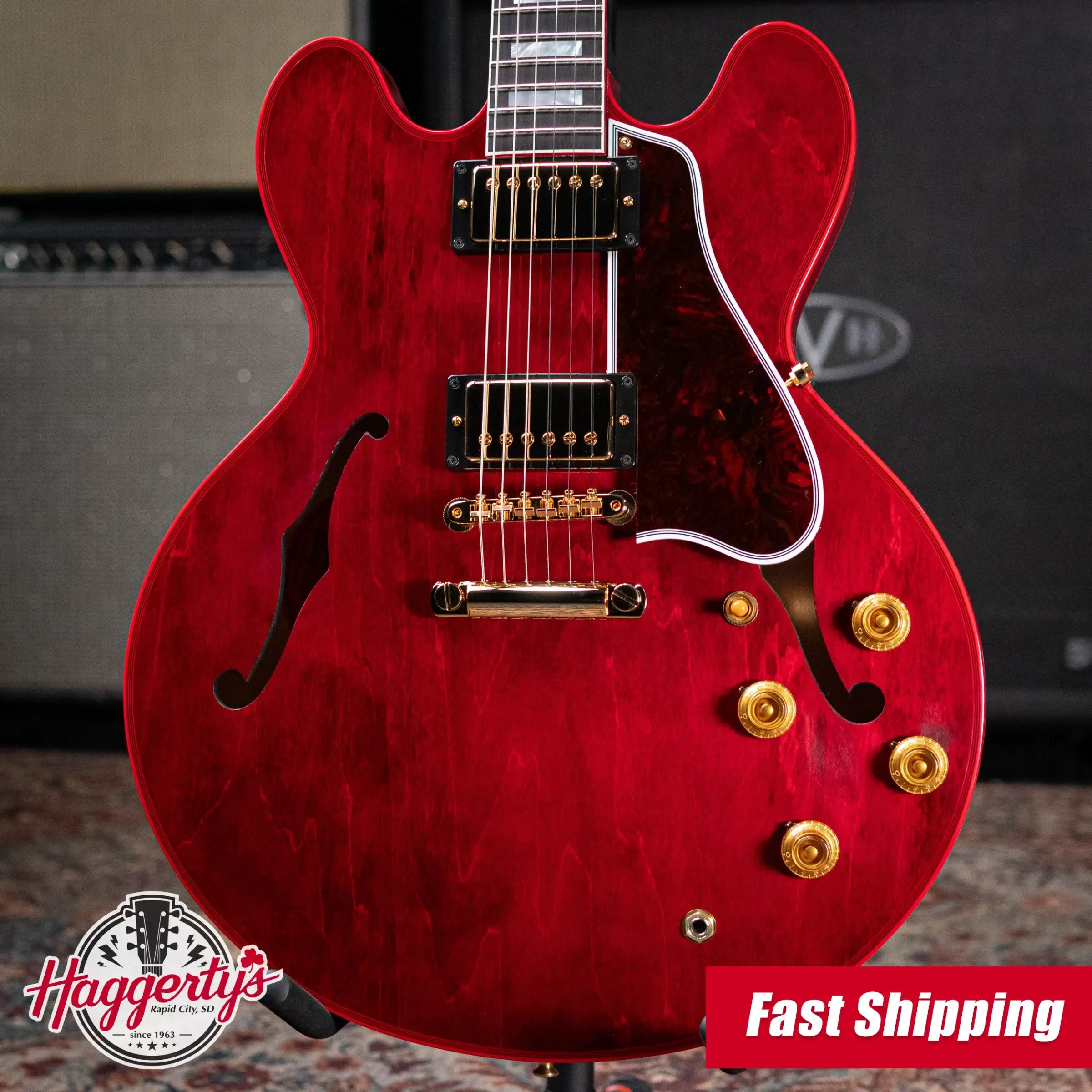 Gibson Custom Shop 1959 ES-355 VOS Semi-Hollow Electric Guitar - Bright Red Widow with Hardshell Case