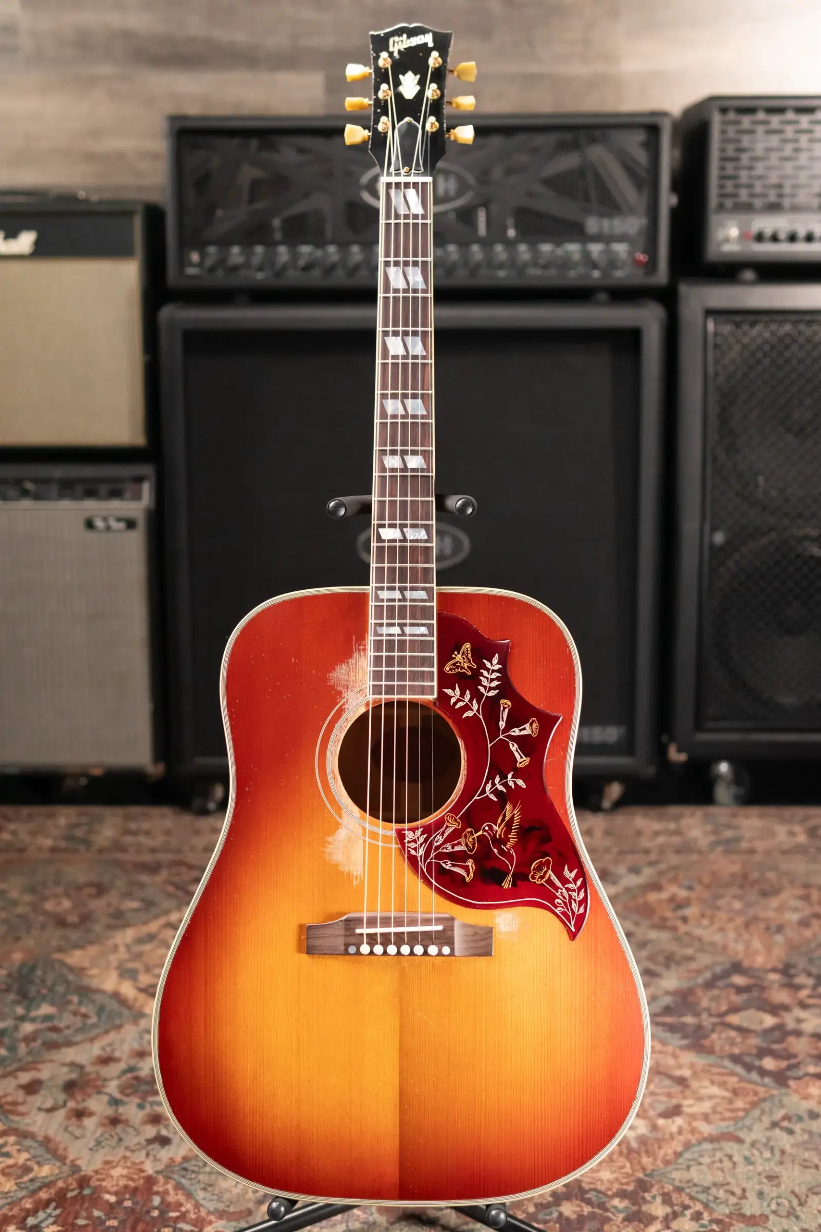 Gibson Custom Shop 1960 Hummingbird Murphy Lab Heavy Aged Dreadnought Acoustic Guitar - Heritage Cherry Sunburst with Hardshell Case