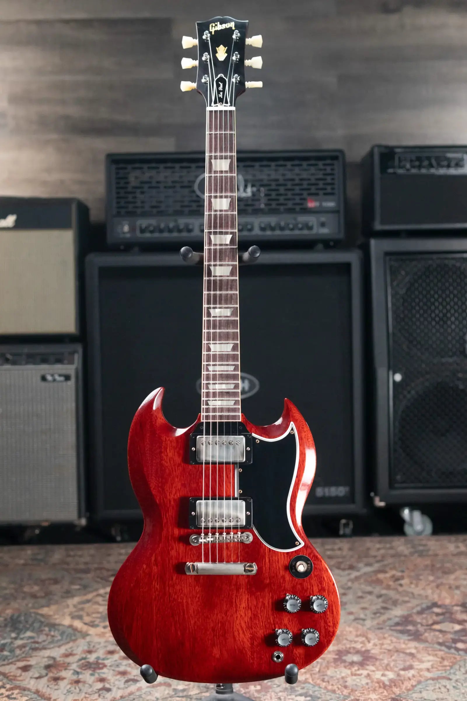 Gibson Custom Shop 1961 SG Les Paul Standard Stop Bar VOS Reissue Electric Guitar - Cherry Red with Hardshell Case