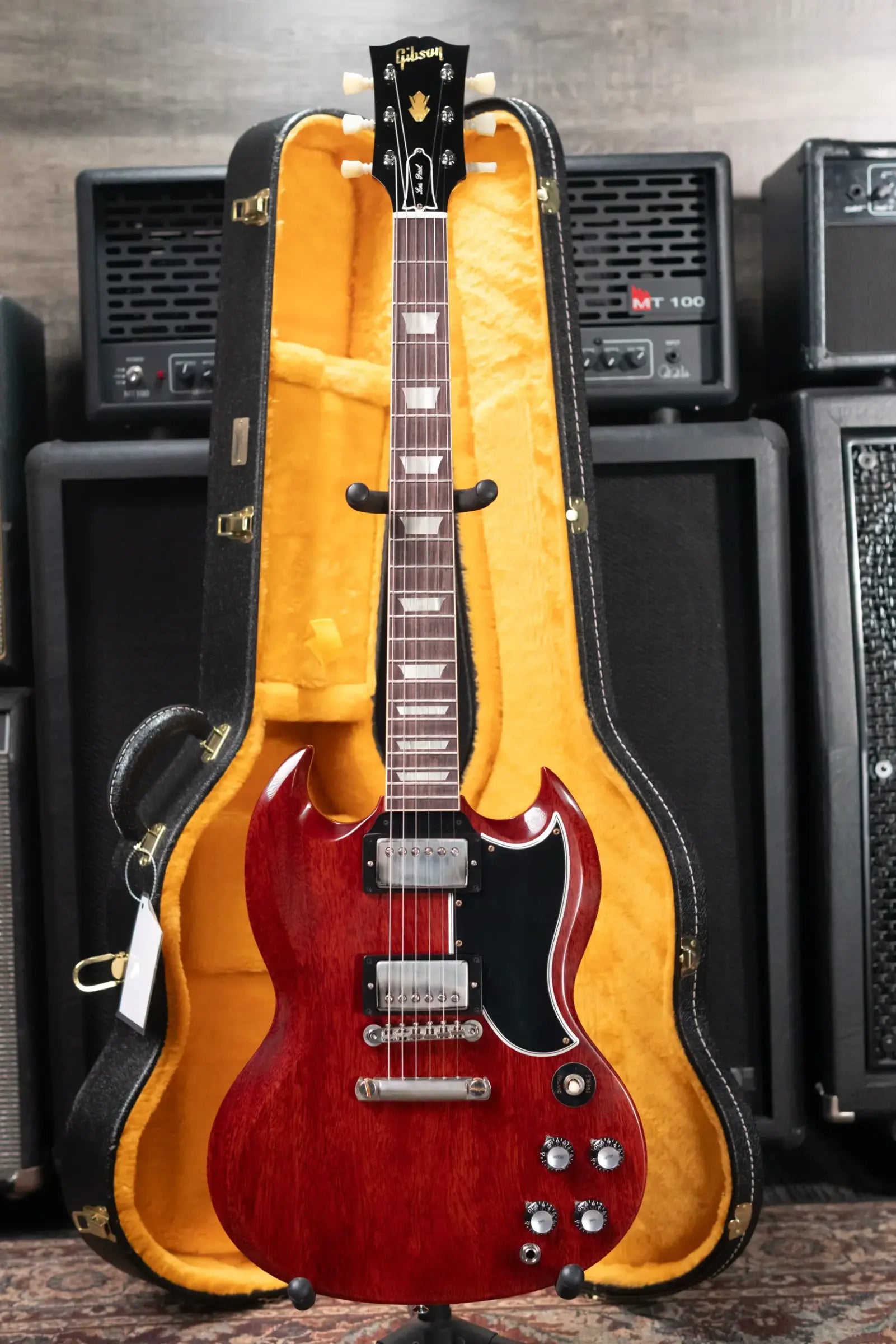 Gibson Custom Shop 1961 SG Les Paul Standard Stop Bar VOS Reissue Electric Guitar - Cherry Red with Hardshell Case