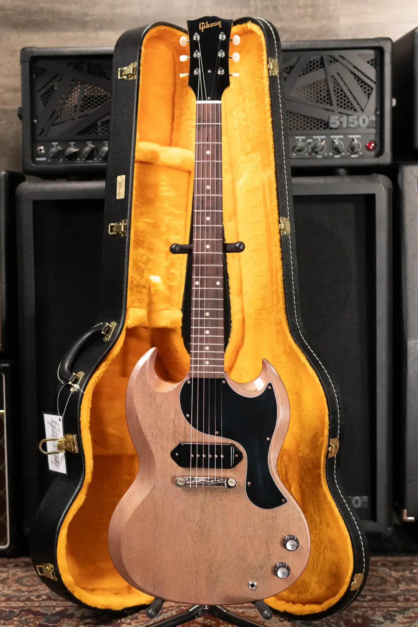 Gibson Custom Shop 1963 SG Junior Lightning Bar Bridge Electric Guitar - TV Heather Poly VOS with Hardshell Case