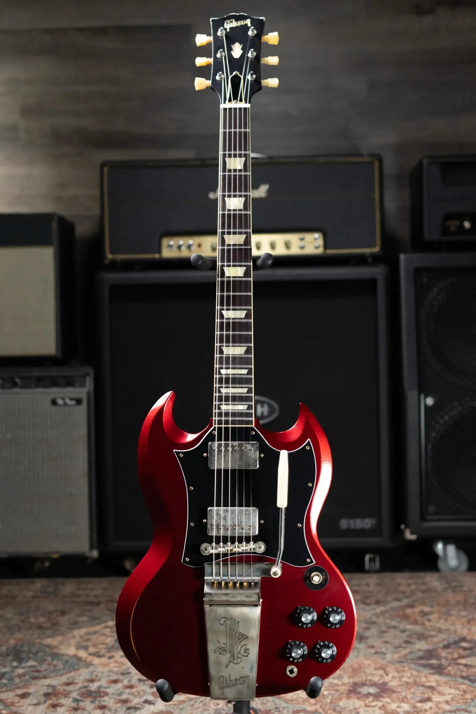Gibson Custom Shop 1964 SG Standard Batwing Murphy Lab Light Aged Electric Guitar - Sparkling Burgundy with Hardshell Case