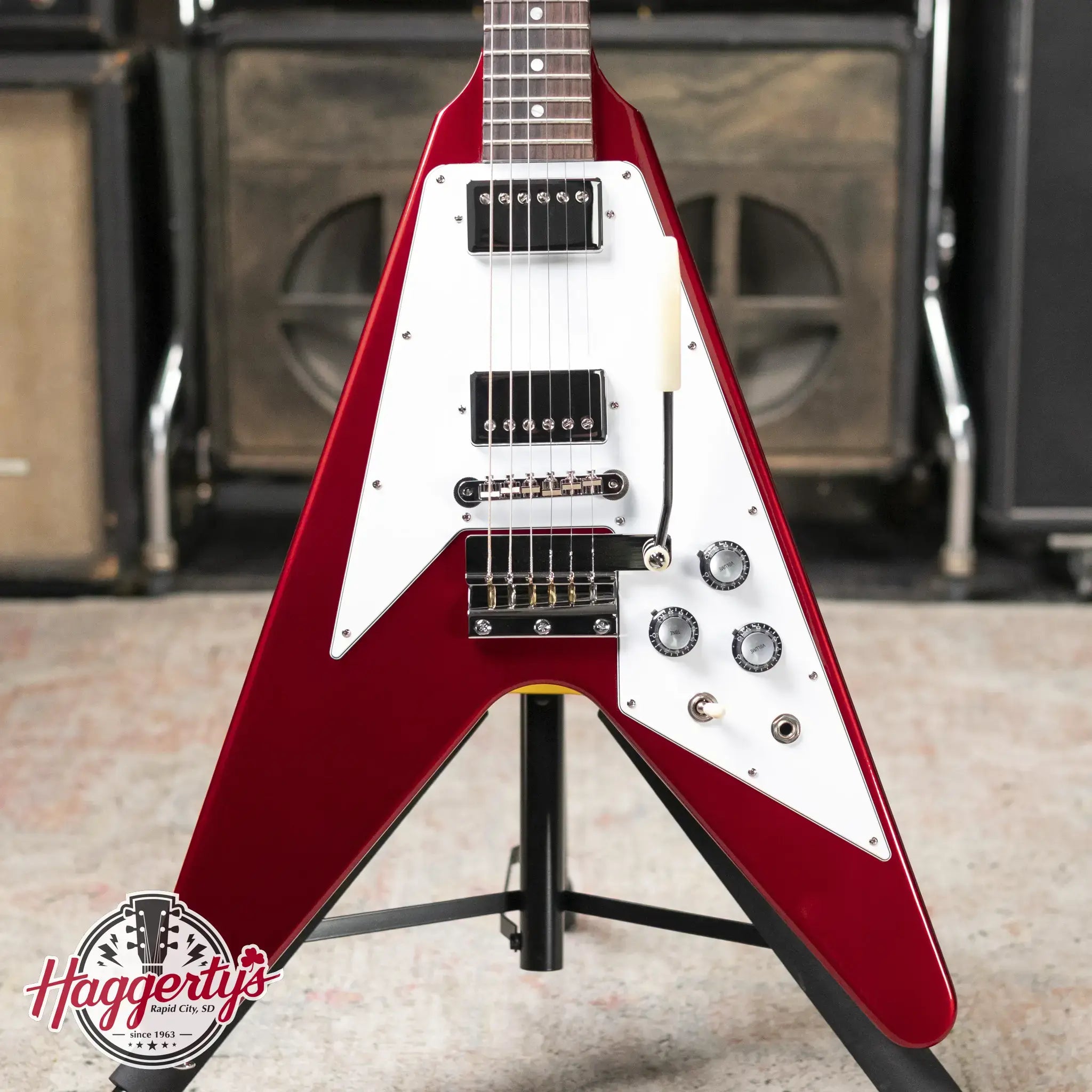 Gibson Custom Shop 1967 Mahogany Flying V Reissue with Maestro Vibrola Electric Guitar - Sparkling Burgundy with Hardshell Case