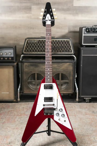 Gibson Custom Shop 1967 Mahogany Flying V Reissue with Maestro Vibrola Electric Guitar - Sparkling Burgundy with Hardshell Case