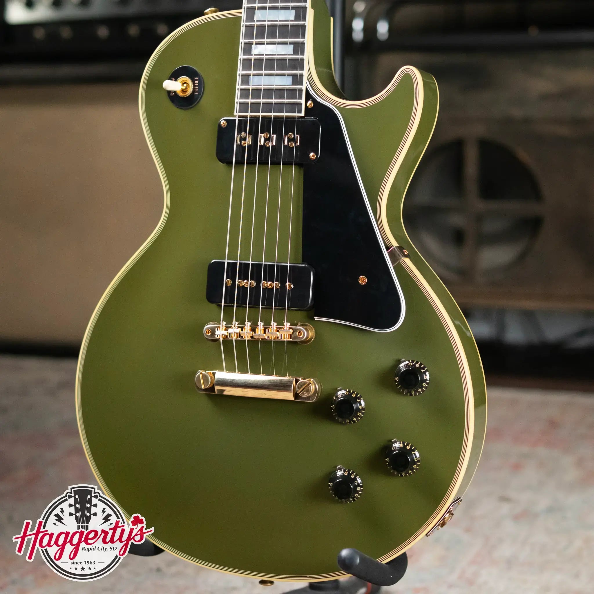 Gibson Custom Shop 54 Les Paul Custom VOS Electric Guitar - Olive Drab with Hardshell Case
