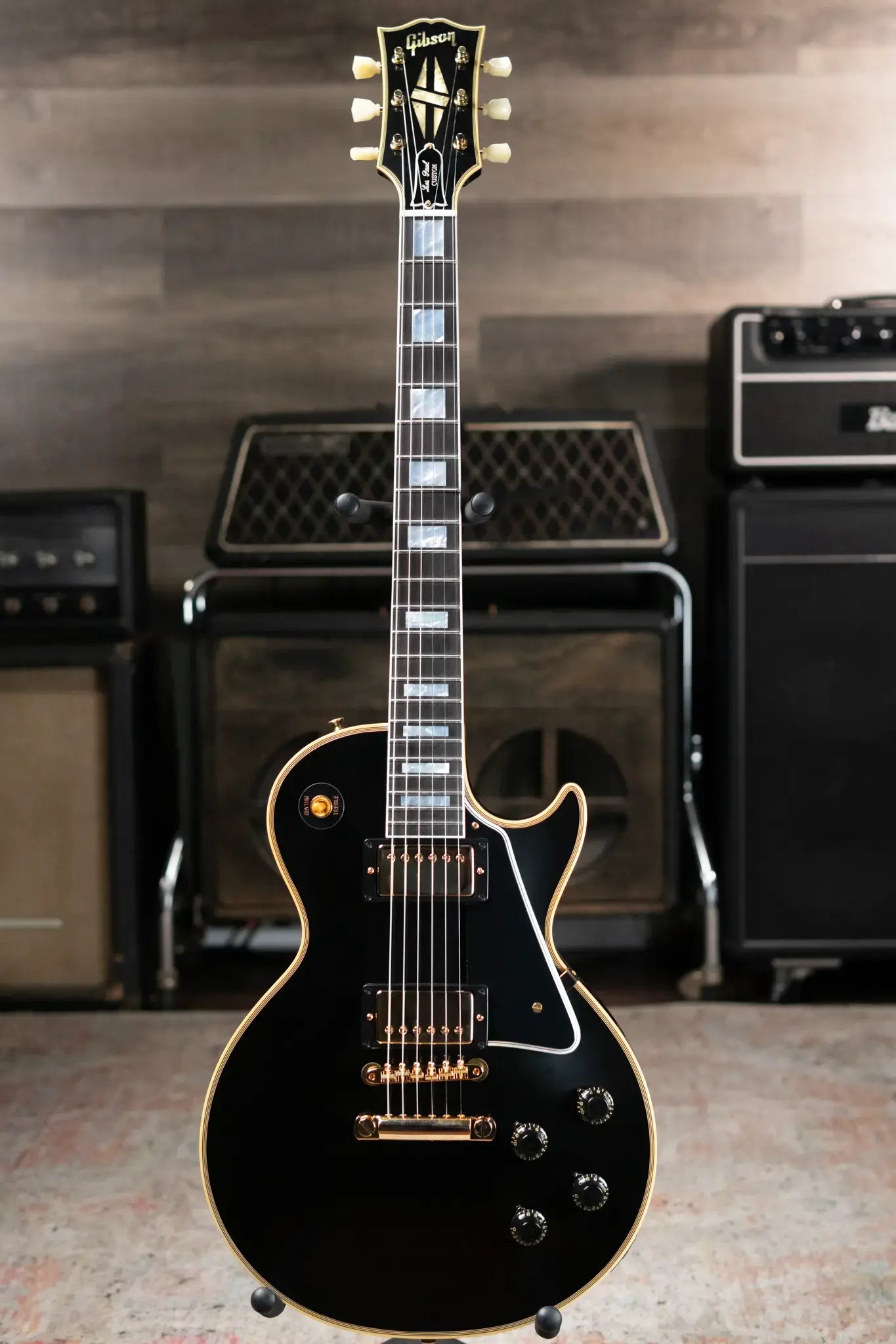 Gibson Custom Shop 57 Les Paul Custom VOS Electric Guitar - Ebony with Hardshell Case