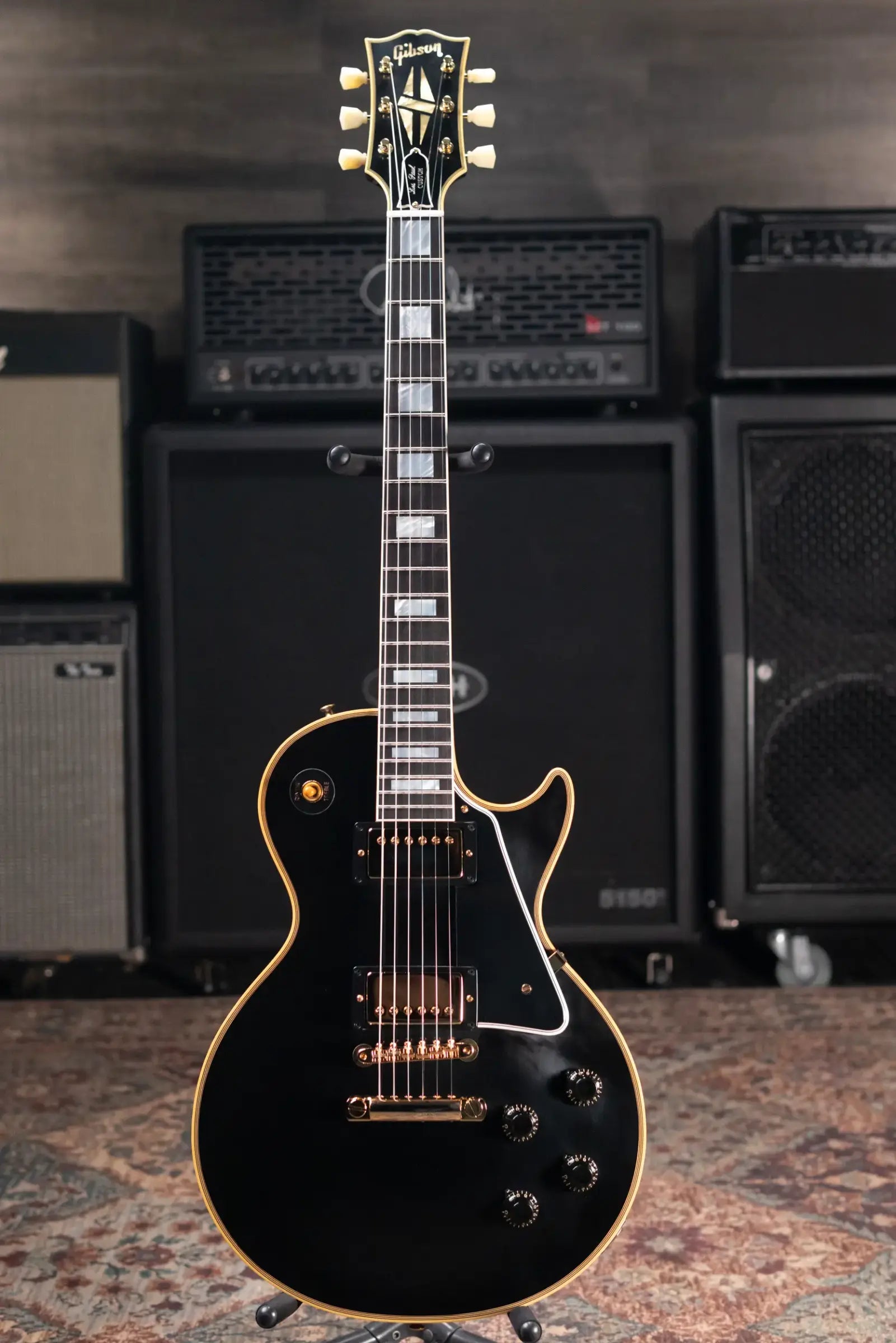 Gibson Custom Shop 57 Les Paul Custom VOS Electric Guitar - Ebony with Hardshell Case