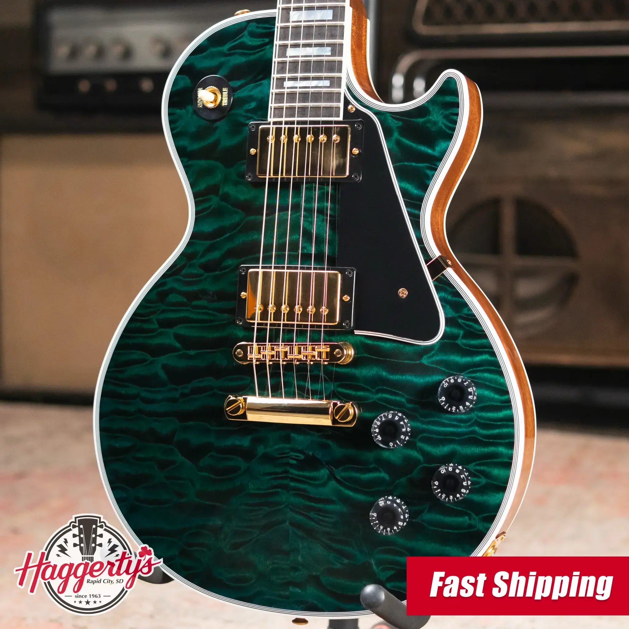 Gibson Custom Shop Les Paul 7A Quilt Top VOS Electric Guitar - Peacock with Hardshell Case