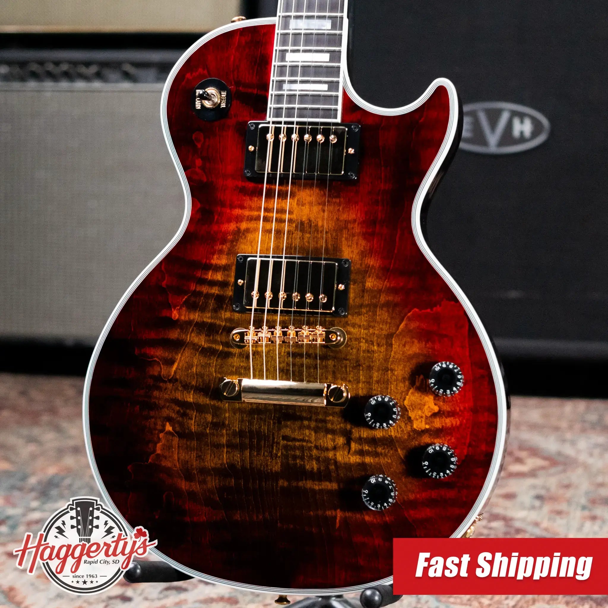 Gibson Custom Shop Les Paul Axcess Electric Guitar, Figured Top with Ebony Fingerboard - Bengal Burst with Hardshell Case