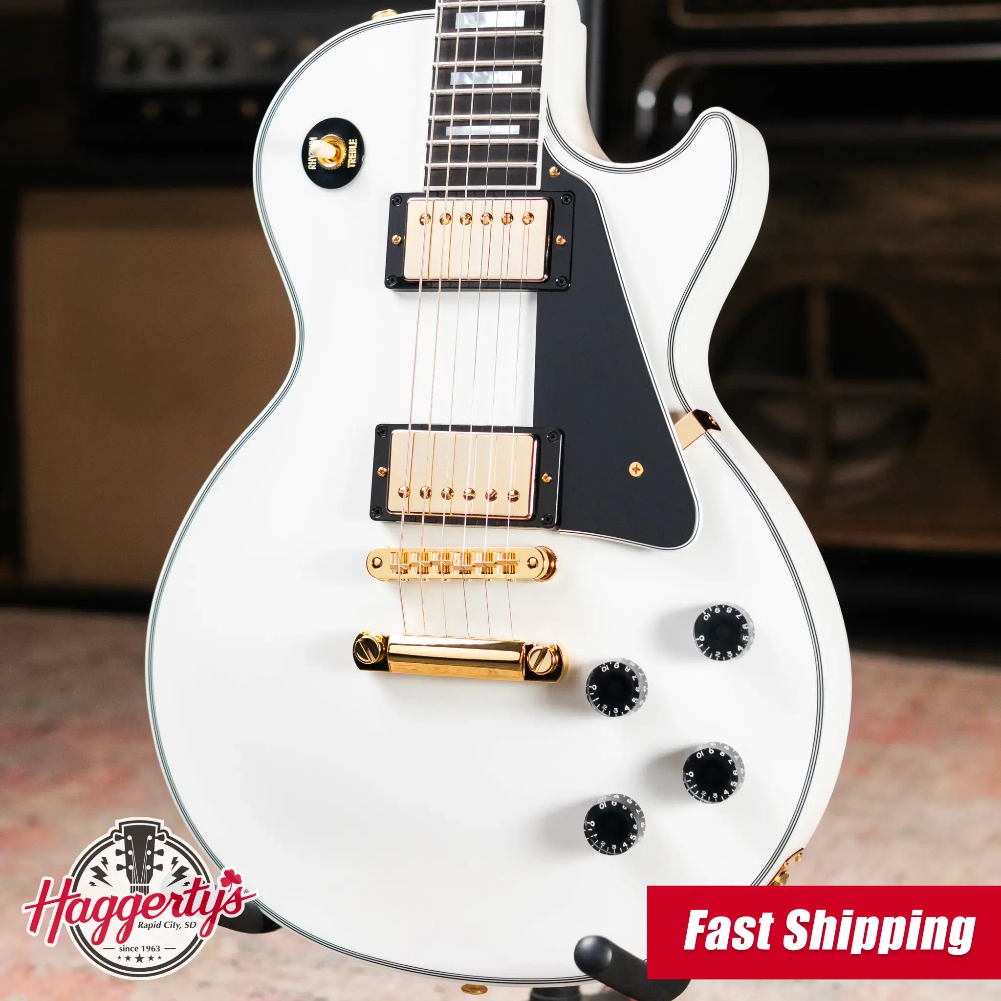 Gibson Custom Shop Les Paul Custom Electric Guitar - Alpine White with Hardshell Case