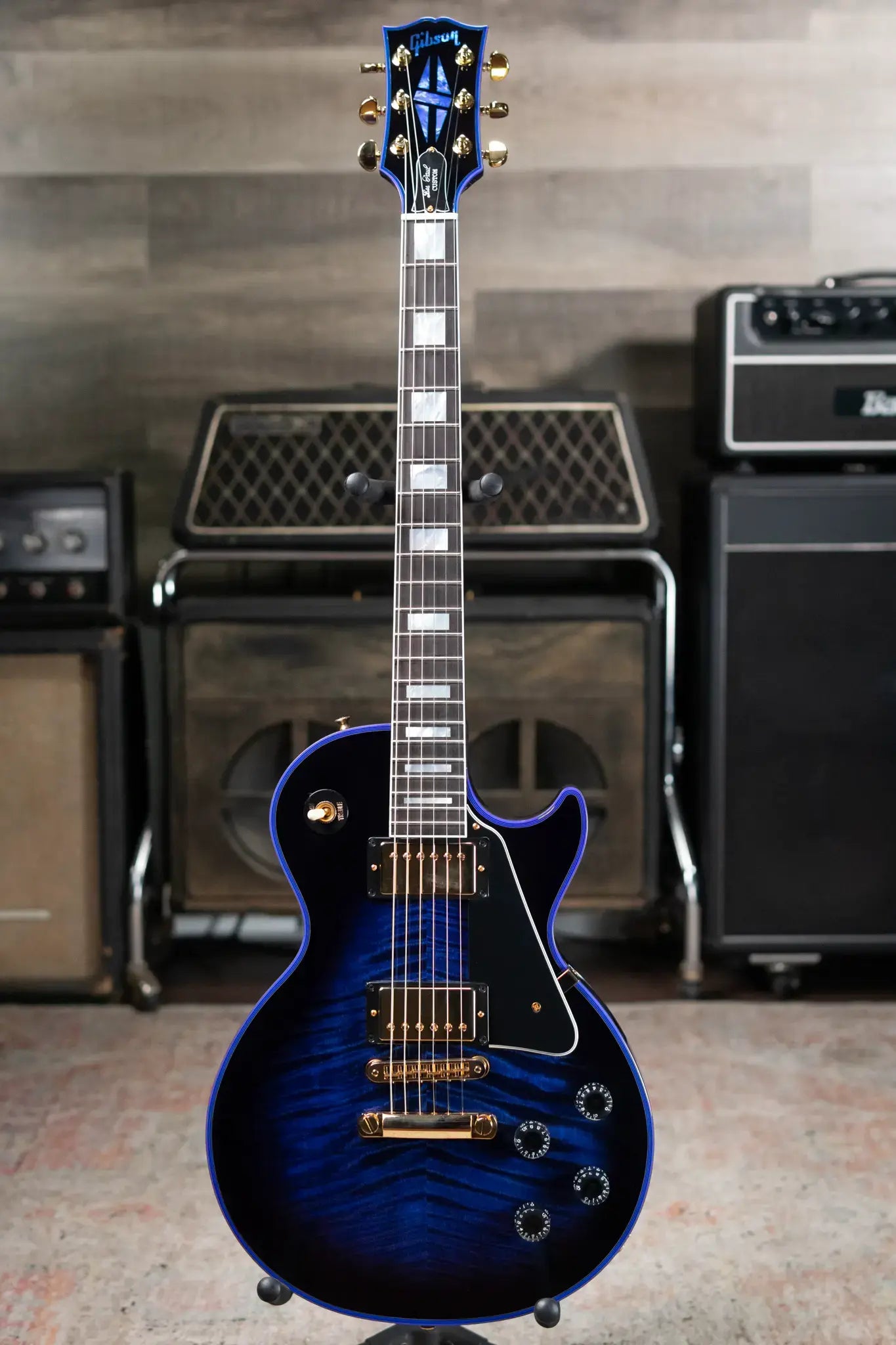 Gibson Custom Shop Les Paul Custom Figured Electric Guitar - Blue Widow with Hardshell Case