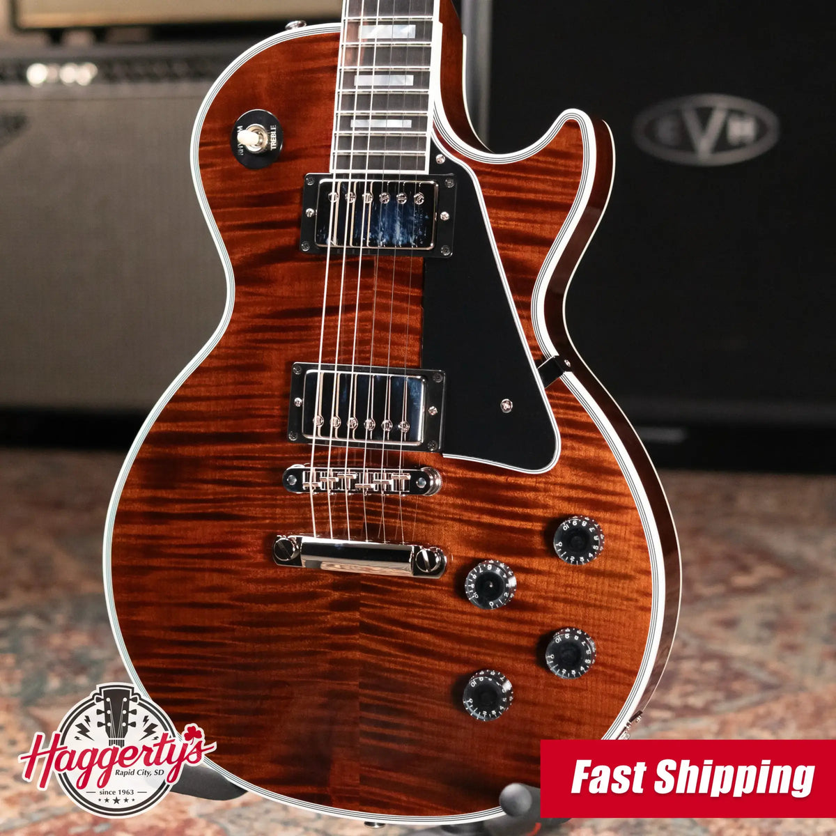 Gibson Custom Shop Les Paul Custom Figured Electric Guitar - Root Beer/Walnut with Hardshell Case