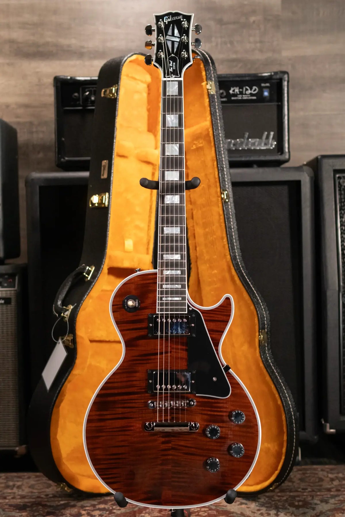 Gibson Custom Shop Les Paul Custom Figured Electric Guitar - Root Beer/Walnut with Hardshell Case
