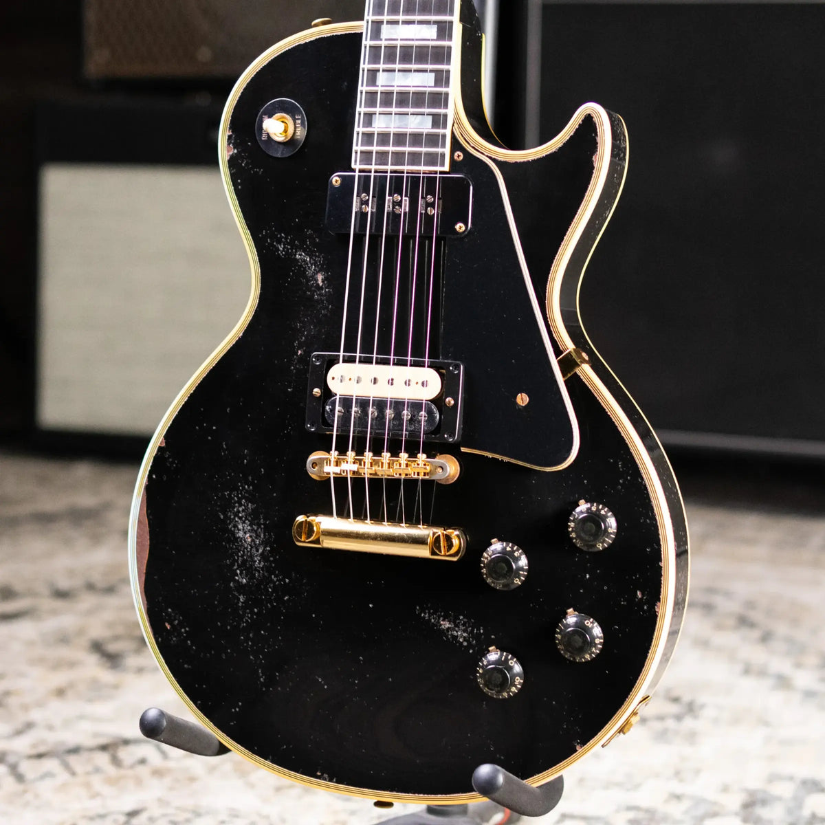 Gibson Custom Shop Limited Edition 1954 Les Paul Custom Reissue Murphy Lab Electric Guitar - Ebony Heavy Aged with Hardshell Case