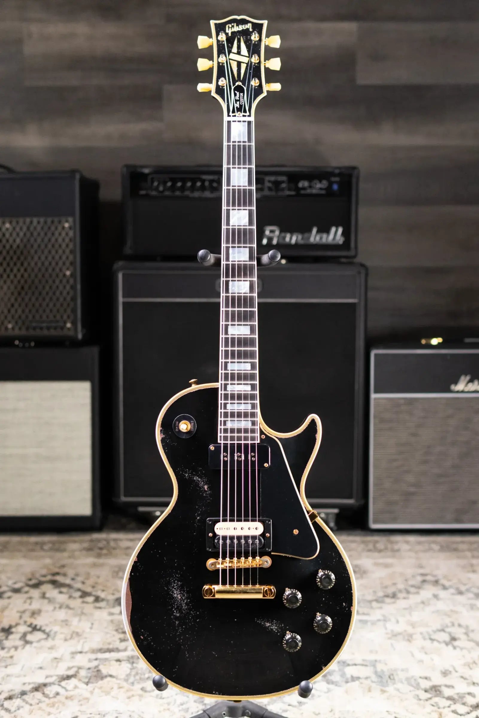 Gibson Custom Shop Limited Edition 1954 Les Paul Custom Reissue Murphy Lab Electric Guitar - Ebony Heavy Aged with Hardshell Case
