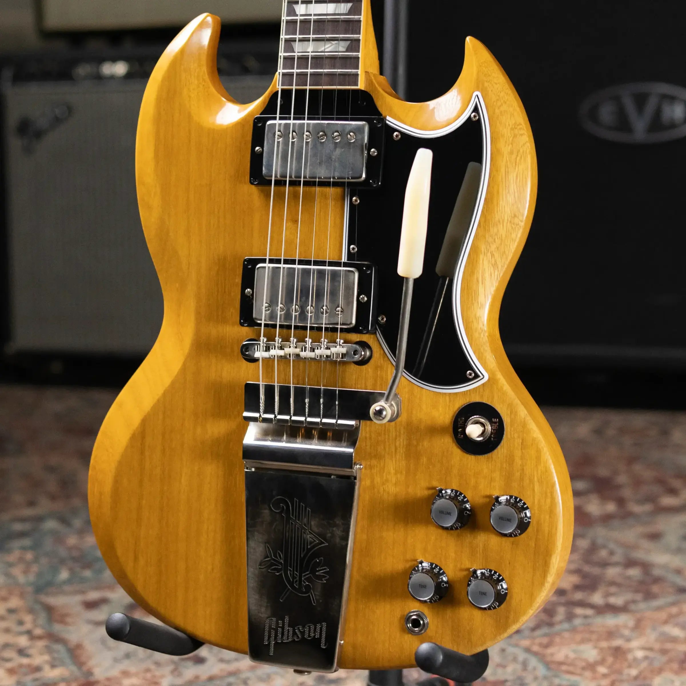 Gibson Custom Shop Limited Edition 1964 SG Standard Korina Maestro Vibrola VOS Electric Guitar - Antique Natural with Hardshell Case