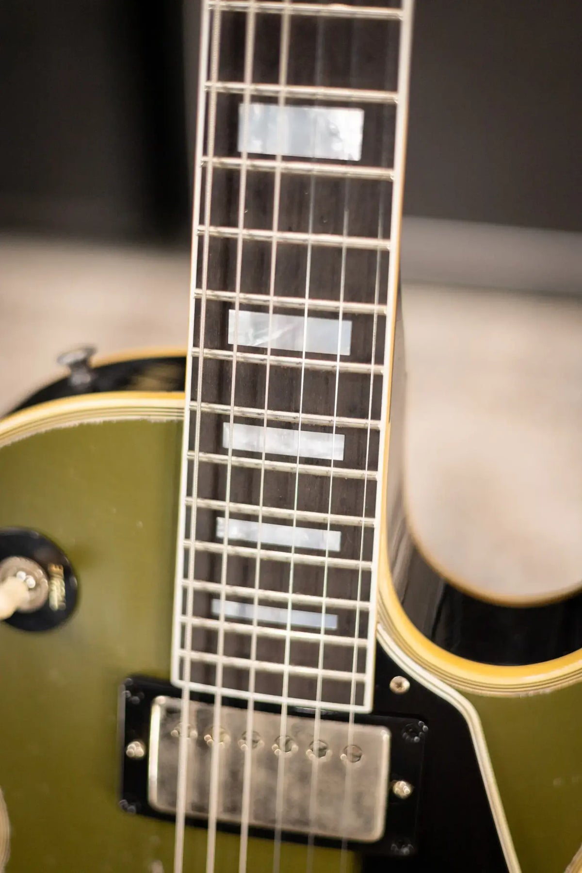 Gibson Custom Shop Limited Edition 1968 Les Paul Custom Reissue Murphy Lab Electric Guitar - Olive Drab Top Ebony Back Heavy Aged with Hardshell Case