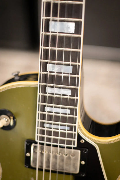 Gibson Custom Shop Limited Edition 1968 Les Paul Custom Reissue Murphy Lab Electric Guitar - Olive Drab Top Ebony Back Heavy Aged with Hardshell Case