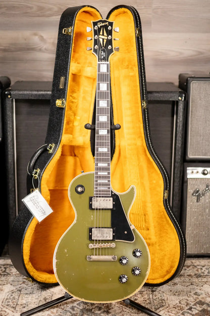 Gibson Custom Shop Limited Edition 1968 Les Paul Custom Reissue Murphy Lab Electric Guitar - Olive Drab Top Ebony Back Heavy Aged with Hardshell Case