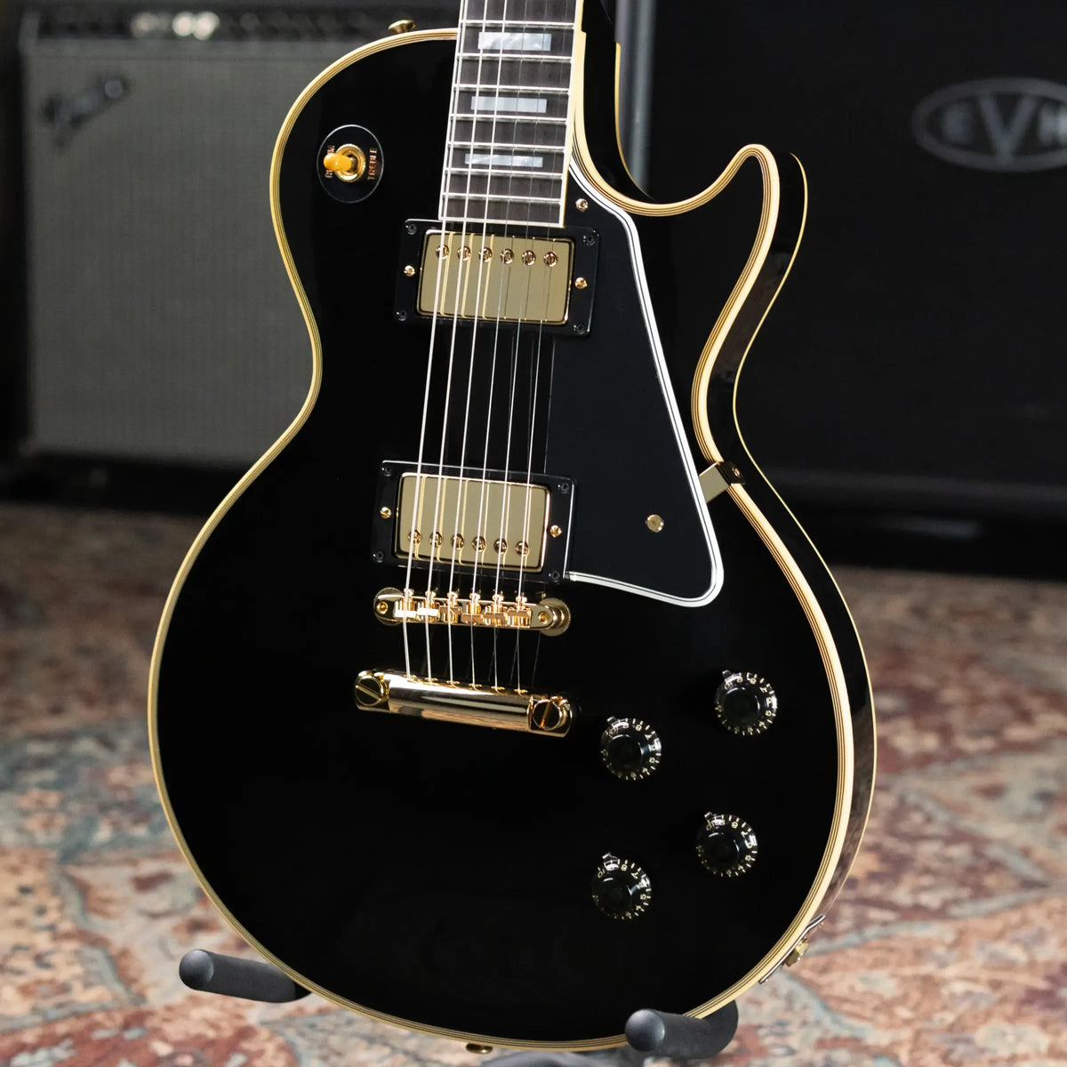 Gibson Custom Shop Made 2 Measure 1957 Les Paul Custom VOS Electric Guitar - Ebony with Hardshell Case