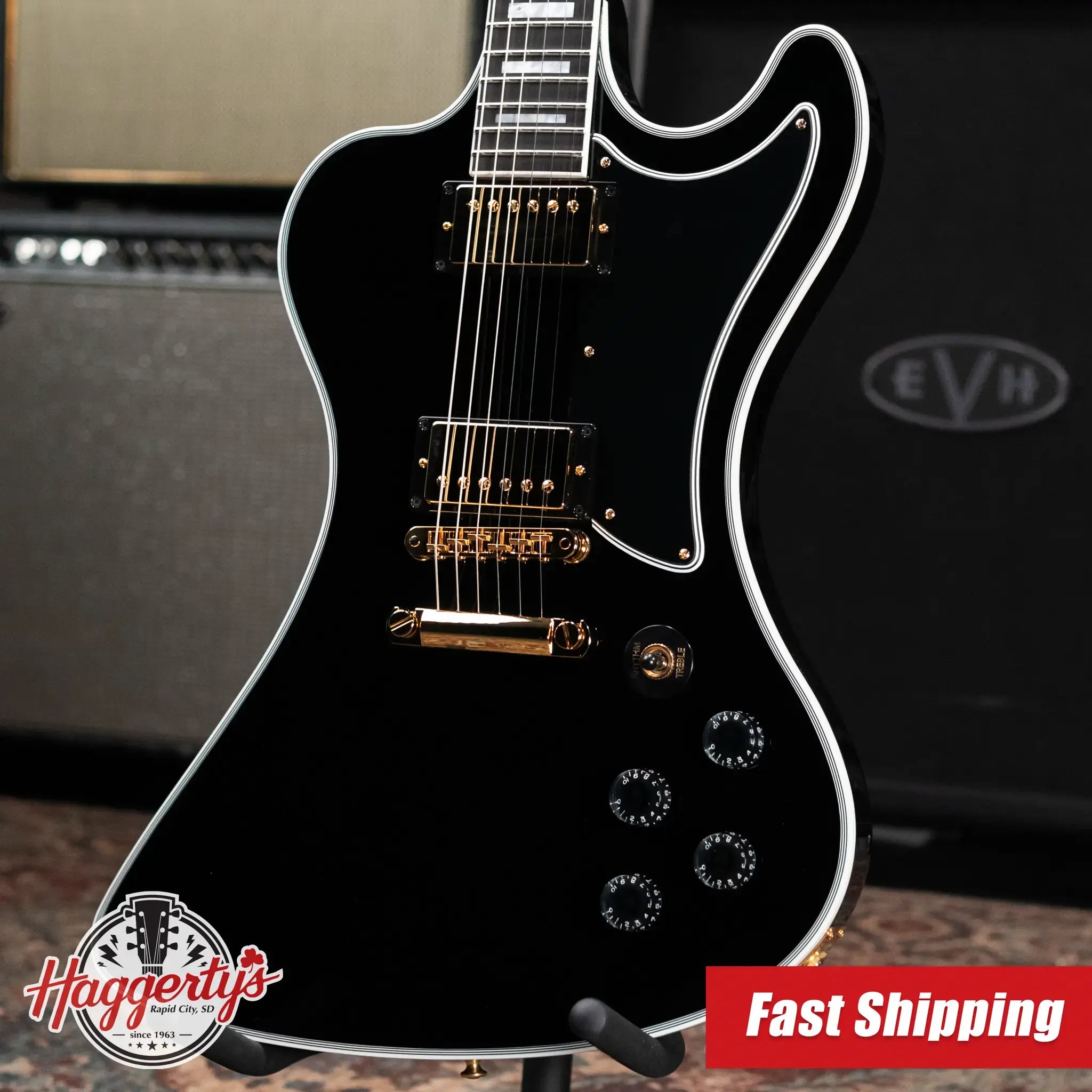 Gibson Custom Shop RD Custom Electric Guitar - Ebony with Hardshell Case