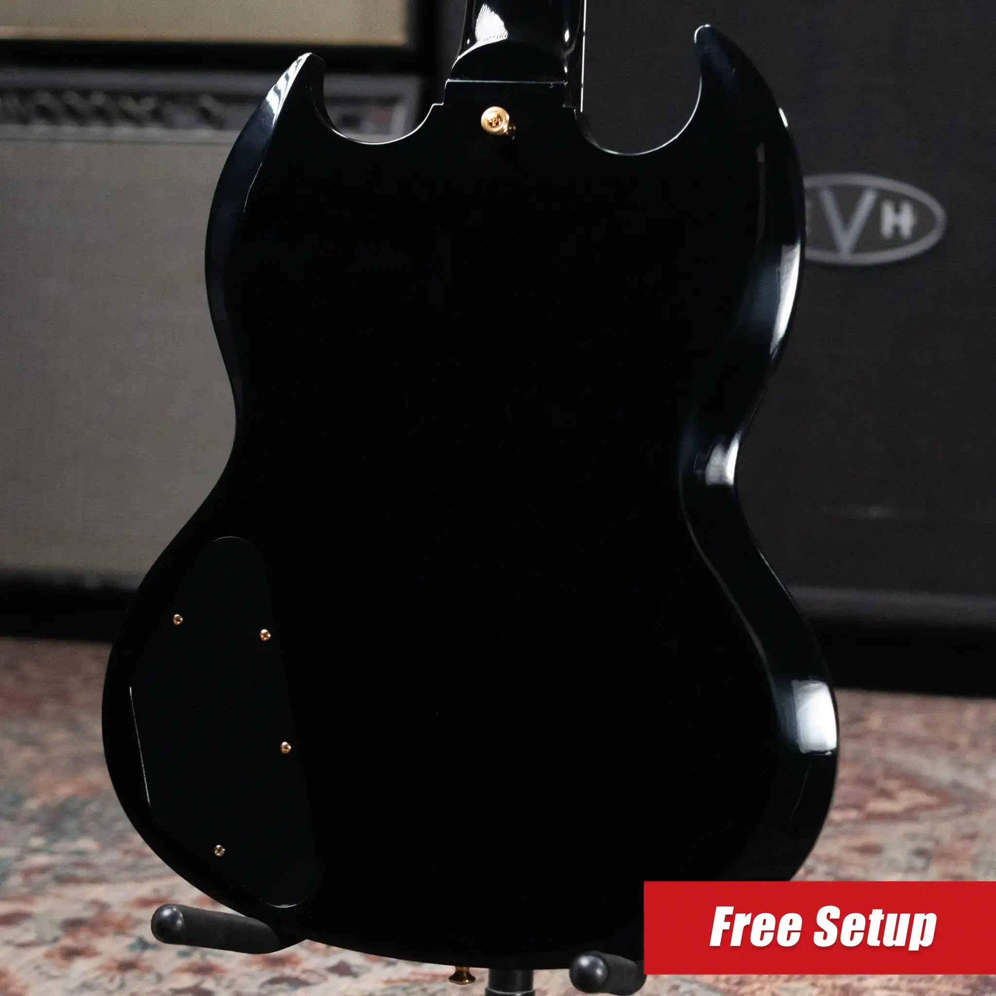Gibson Custom Shop SG Custom 2-Pickup with Ebony Fingerboard Gloss Electric Guitar - Ebony with Hardshell Case