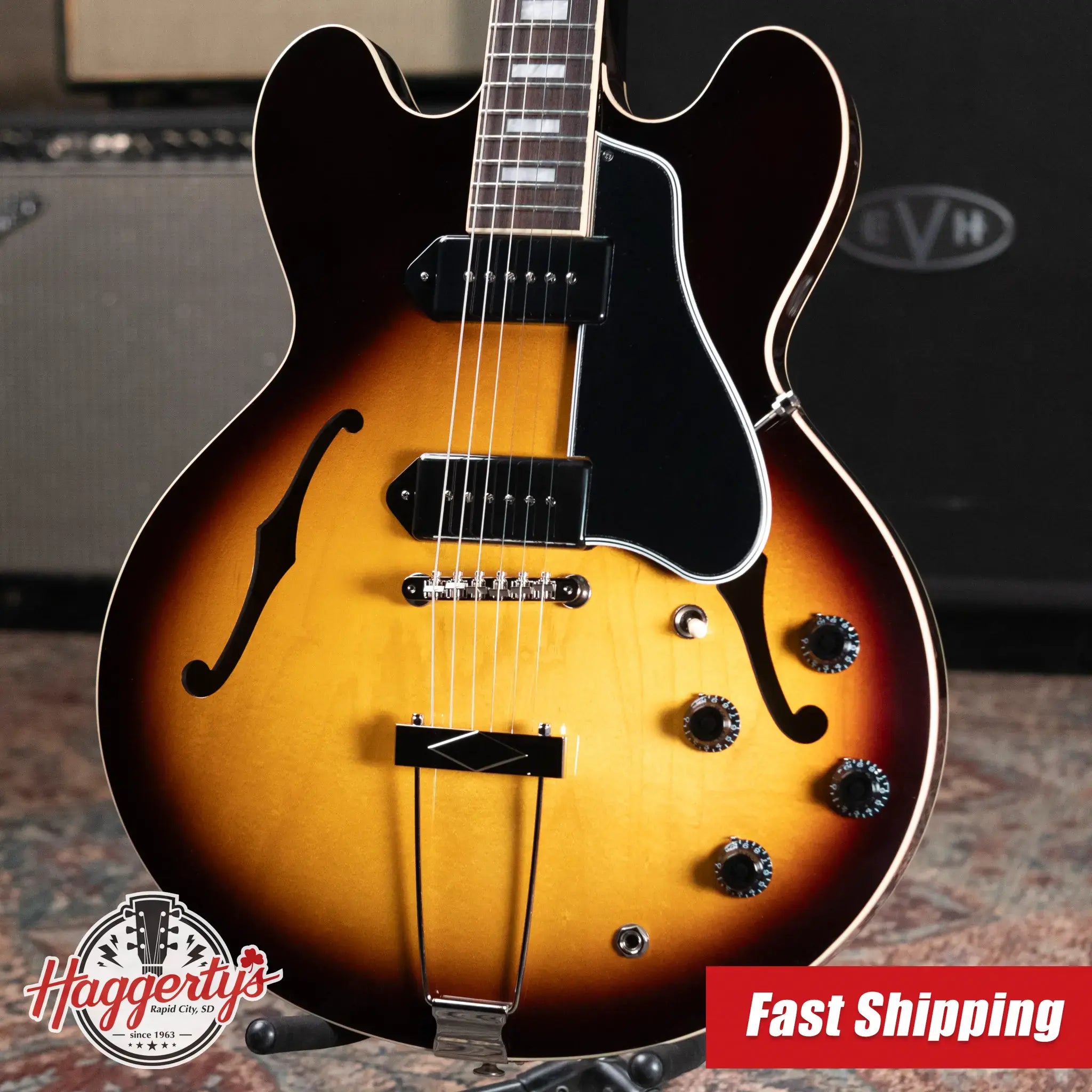 Gibson ES-330 Hollowbody Electric Guitar - Tobacco Burst with Hardshell Case