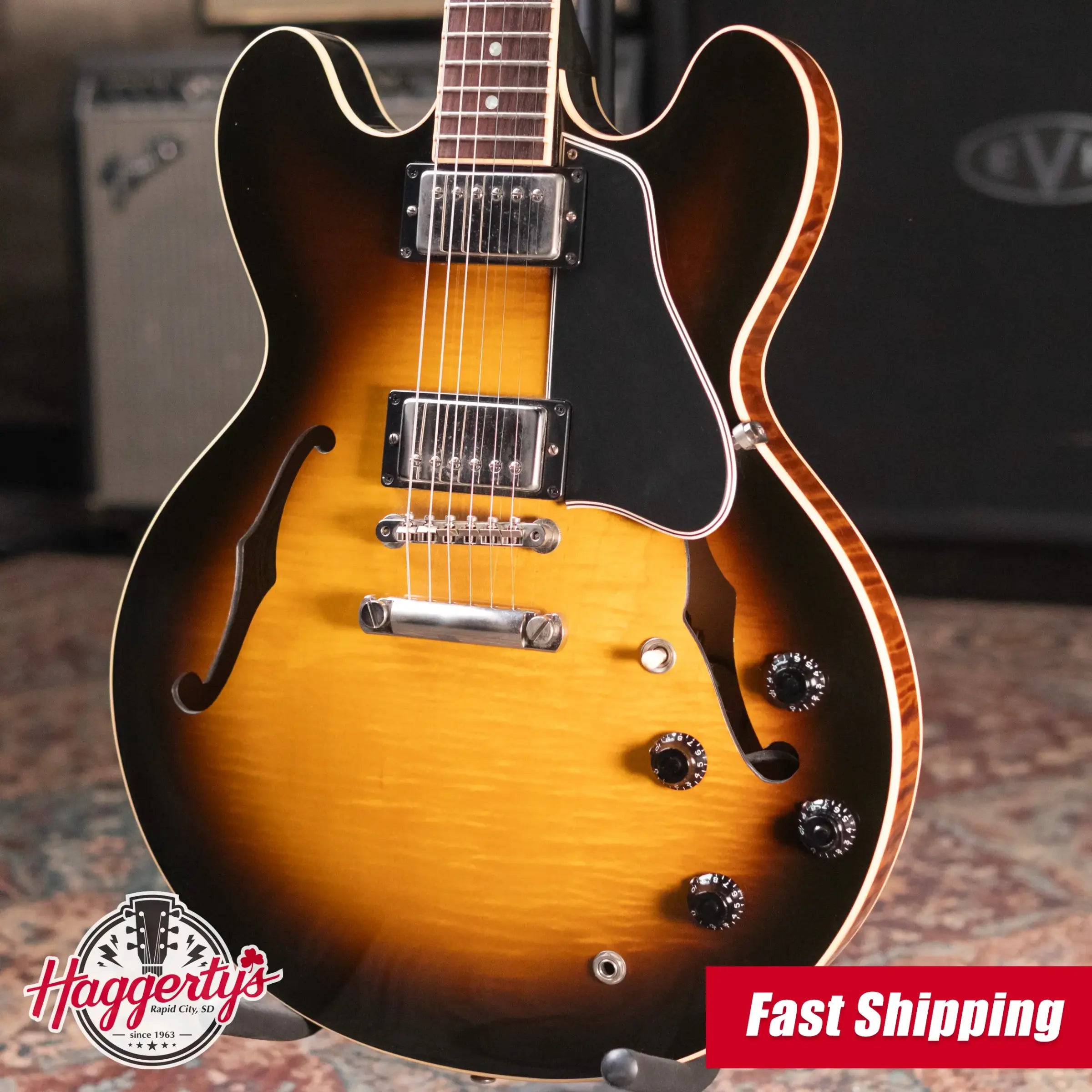 Gibson ES-335 Dot Semi-Hollow Electric Guitar - Vintage Sunburst with Hardshell Case - Used