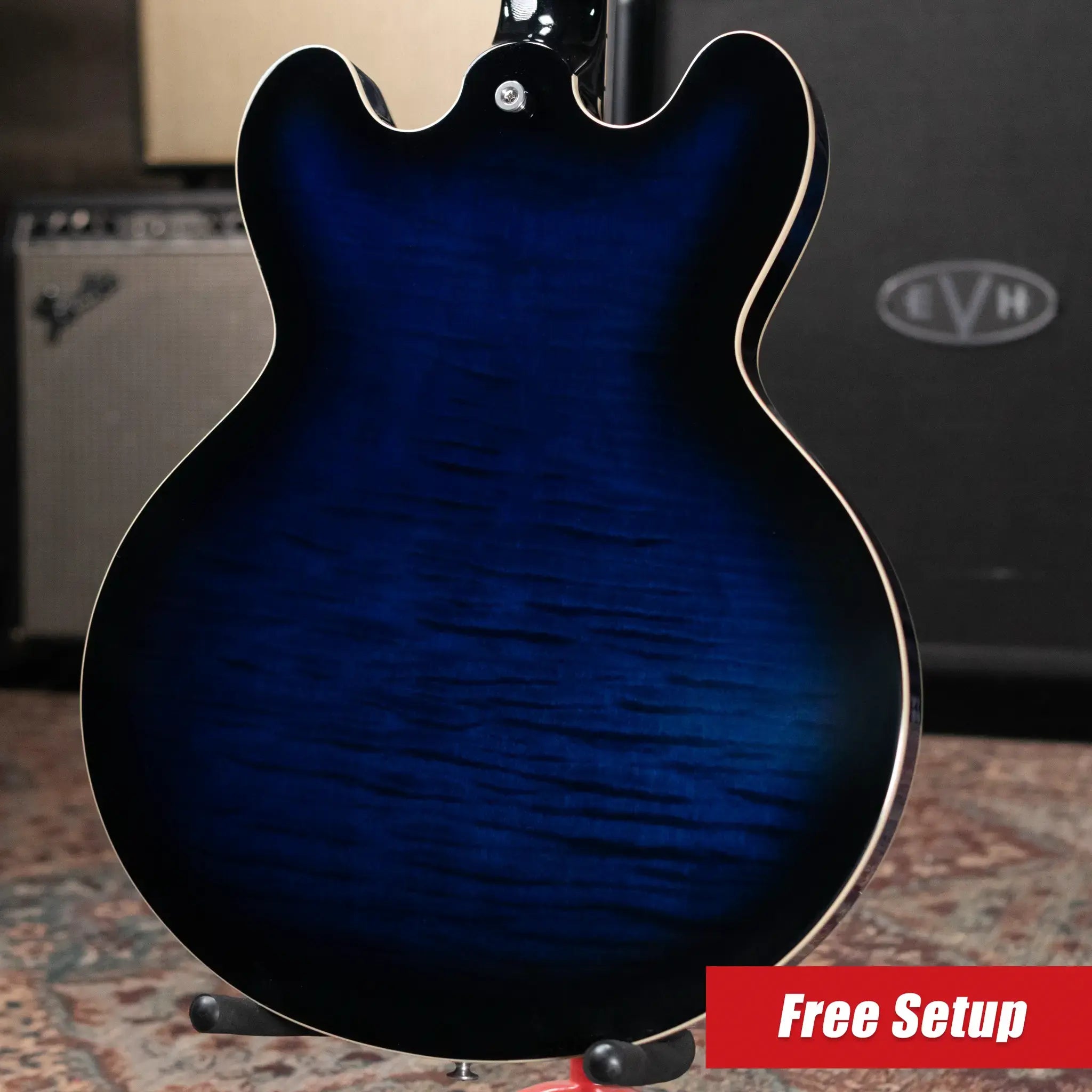 Gibson ES-335 Figured Semi-Hollow Electric Guitar - Deep Ocean Burst with Hardshell Case