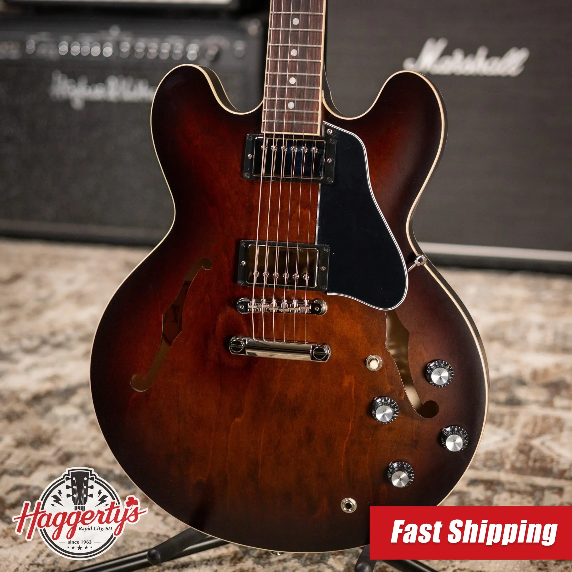 Gibson ES-335 Satin Semi-Hollow Electric Guitar - Smokehouse Satin with Hardshell Case