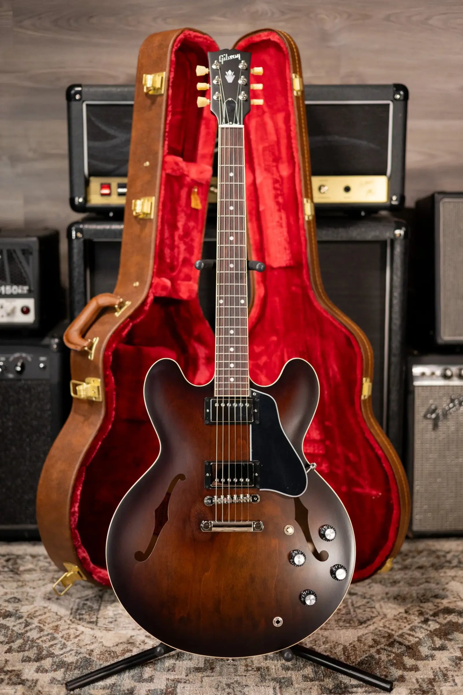 Gibson ES-335 Satin Semi-Hollow Electric Guitar - Smokehouse Satin with Hardshell Case