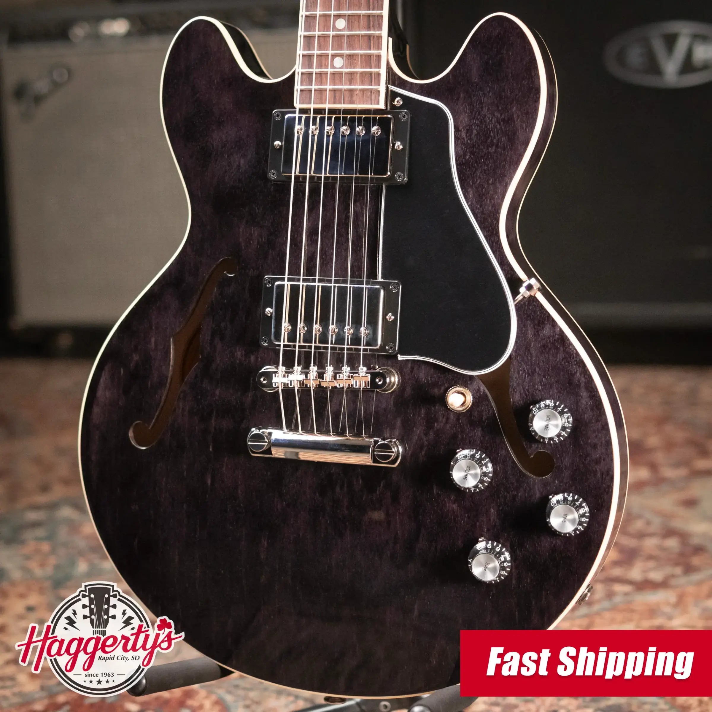 Gibson ES-339 Semi-Hollow Electric Guitar - Trans Ebony with Hardshell Case