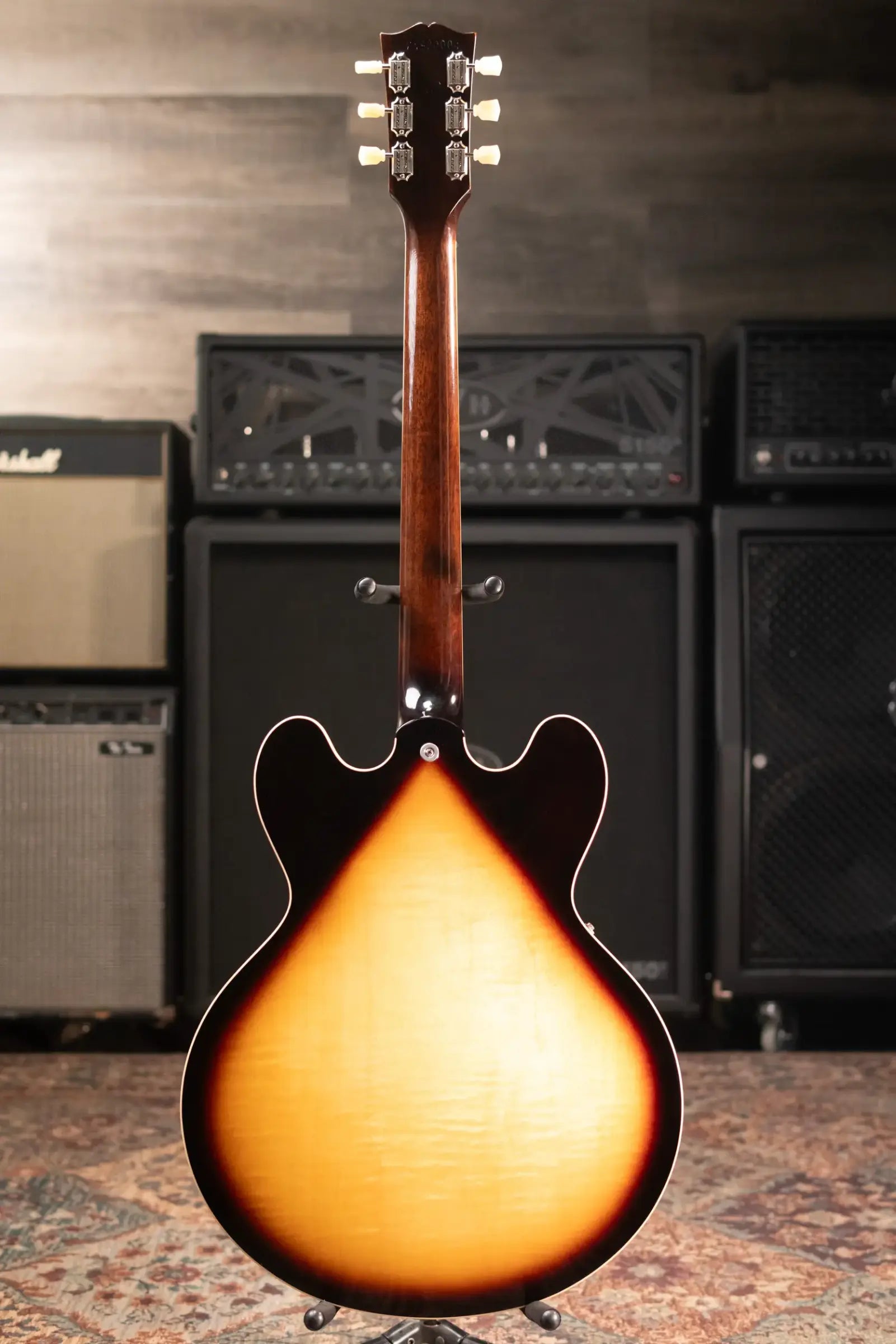 Gibson ES-345 Left-Handed Semi-Hollow Electric Guitar - Vintage Burst with Hardshell Case