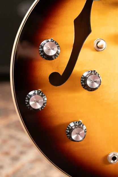 Gibson ES-345 Left-Handed Semi-Hollow Electric Guitar - Vintage Burst with Hardshell Case