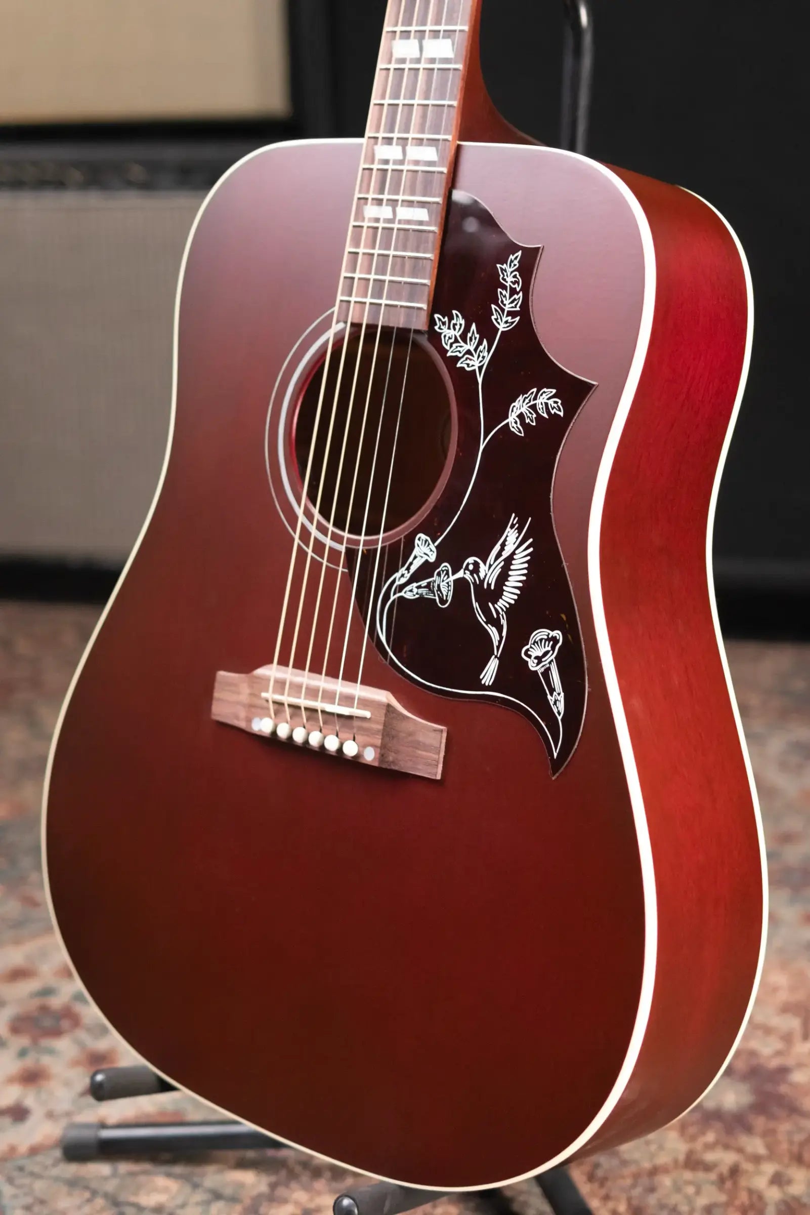Gibson Hummingbird Special Dreadnought Acoustic/Electric Guitar - Satin Wine Red with Gig Bag
