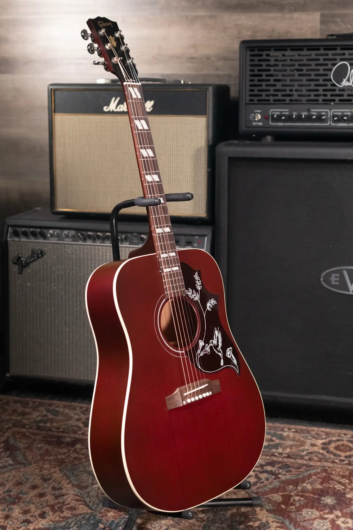 Gibson Hummingbird Special Dreadnought Acoustic/Electric Guitar - Satin Wine Red with Gig Bag - Demo
